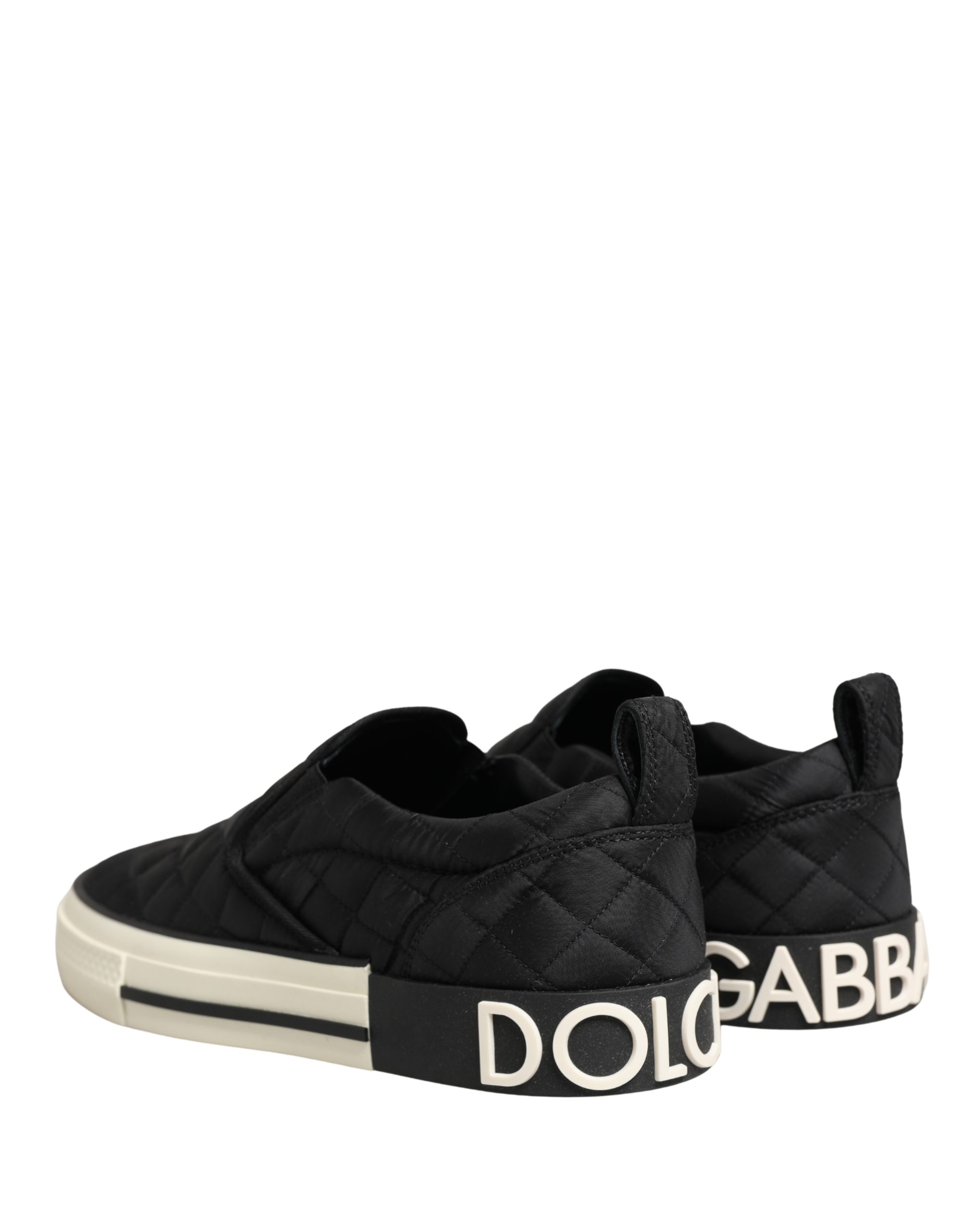 Dolce & Gabbana Black Quilted Slip On Low Top Sneakers Shoes - Image 8