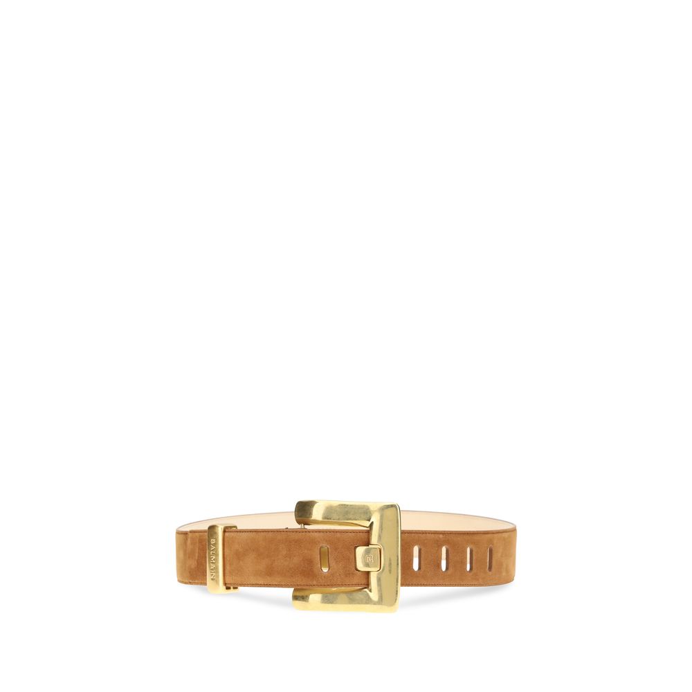 Balmain Brown Calf Leather Bos Taurus Regular Belt - Image 2