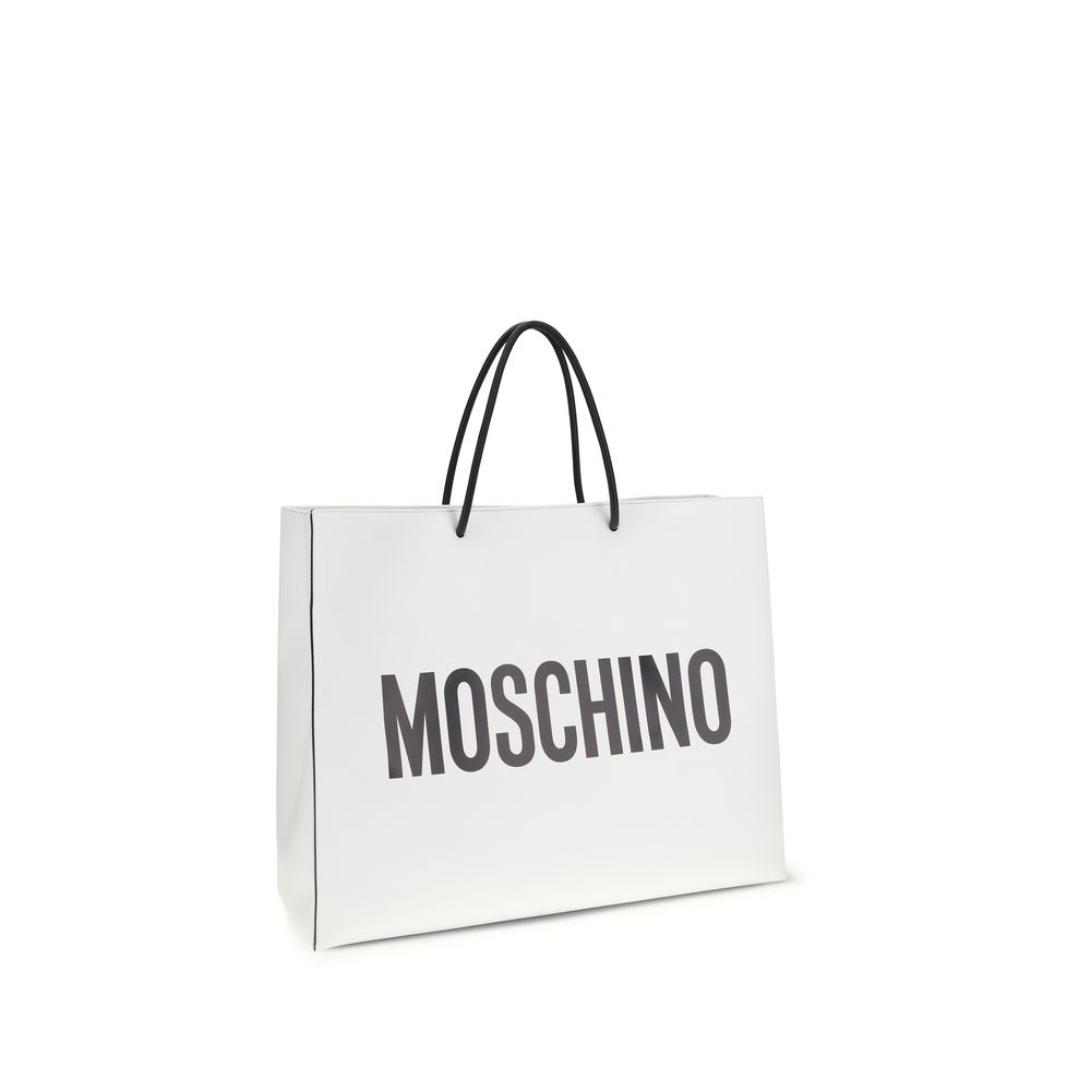 Moschino White Calf Leather Bos Taurus Shoulder Bag - Image 3