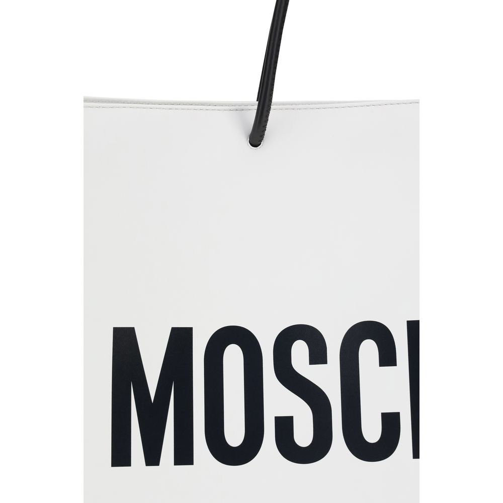 Moschino White Calf Leather Bos Taurus Shoulder Bag - Image 4