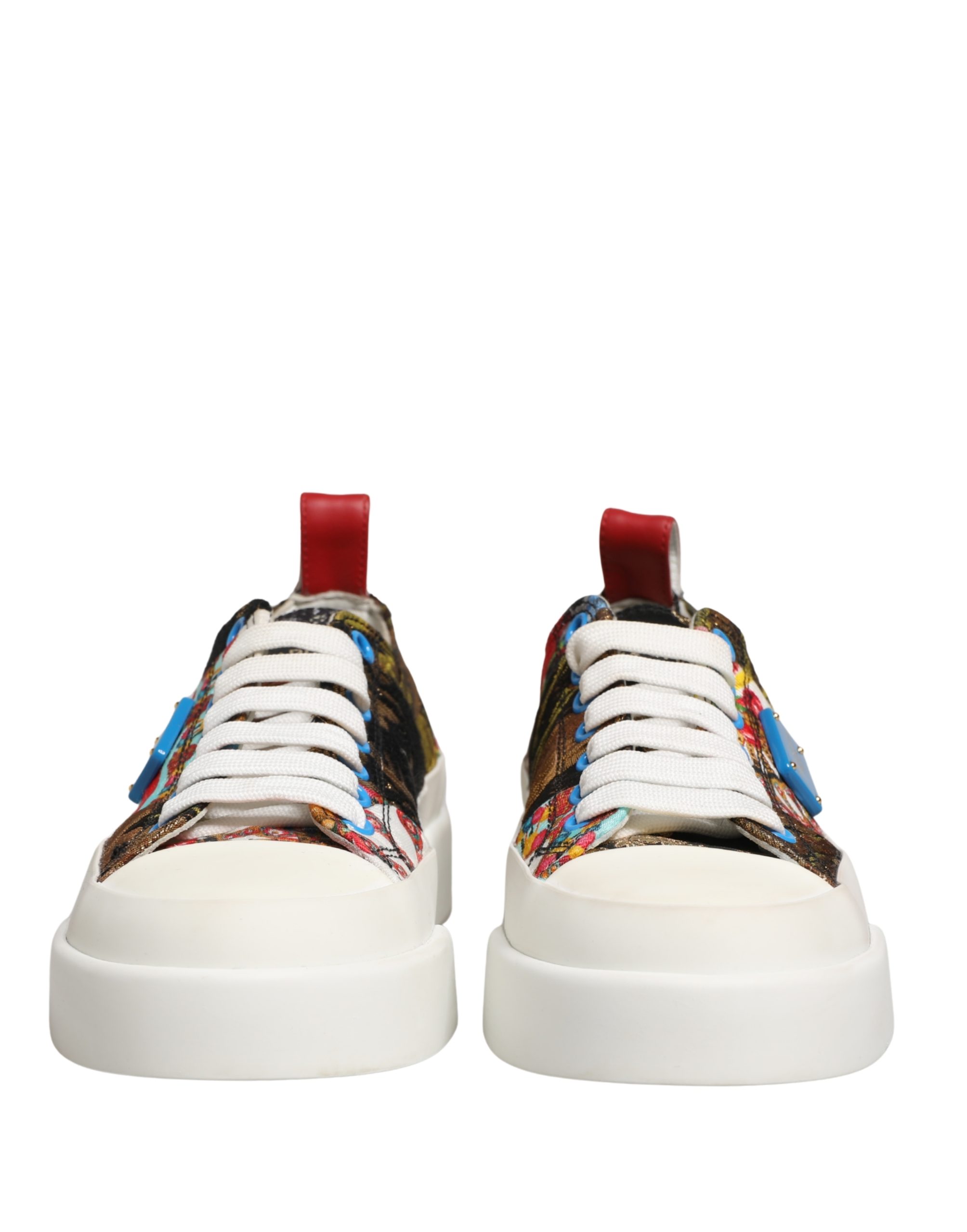 Dolce & Gabbana Multicolor Patchwork Low Top Sneakers Shoes - Image 6