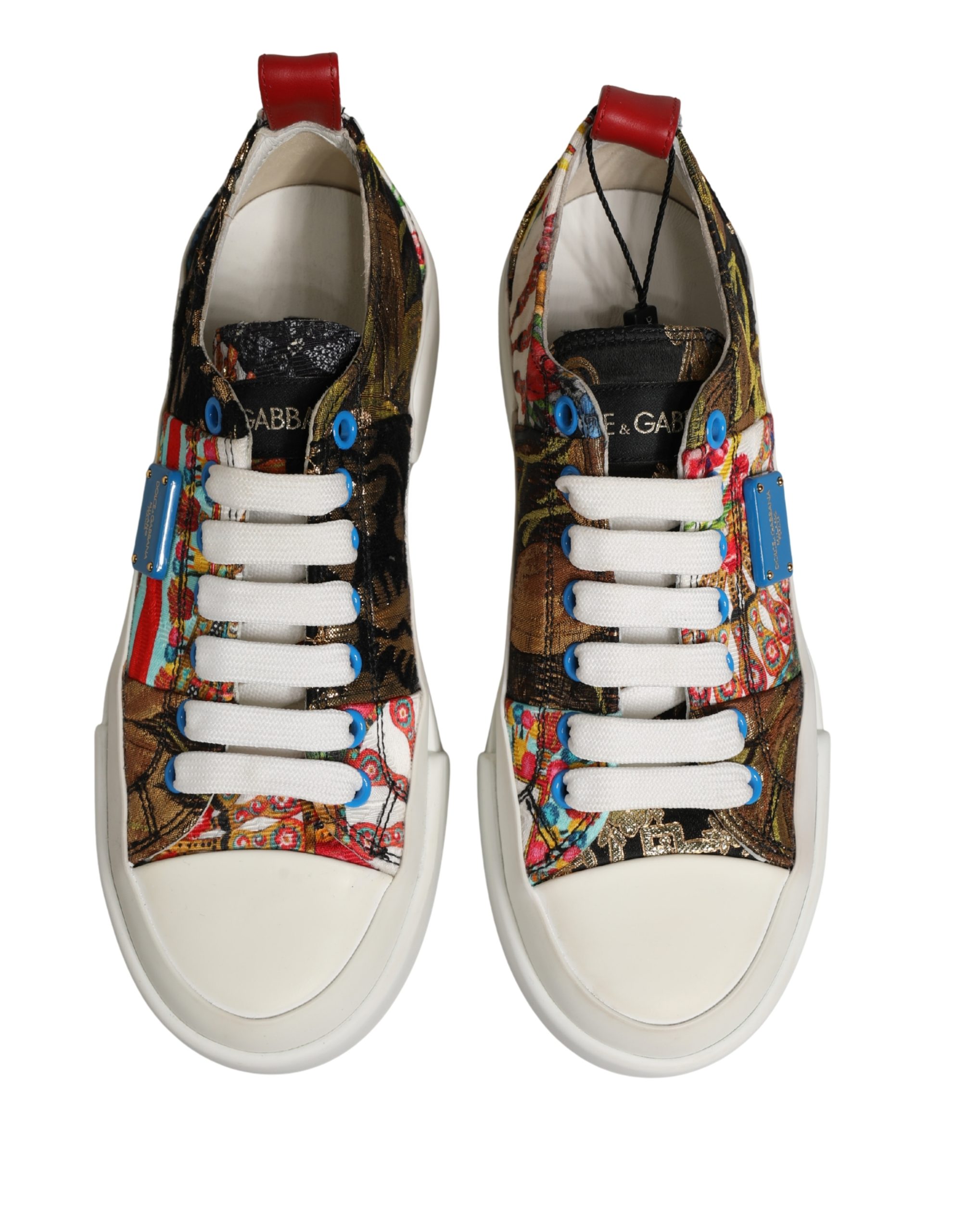 Dolce & Gabbana Multicolor Patchwork Low Top Sneakers Shoes - Image 7