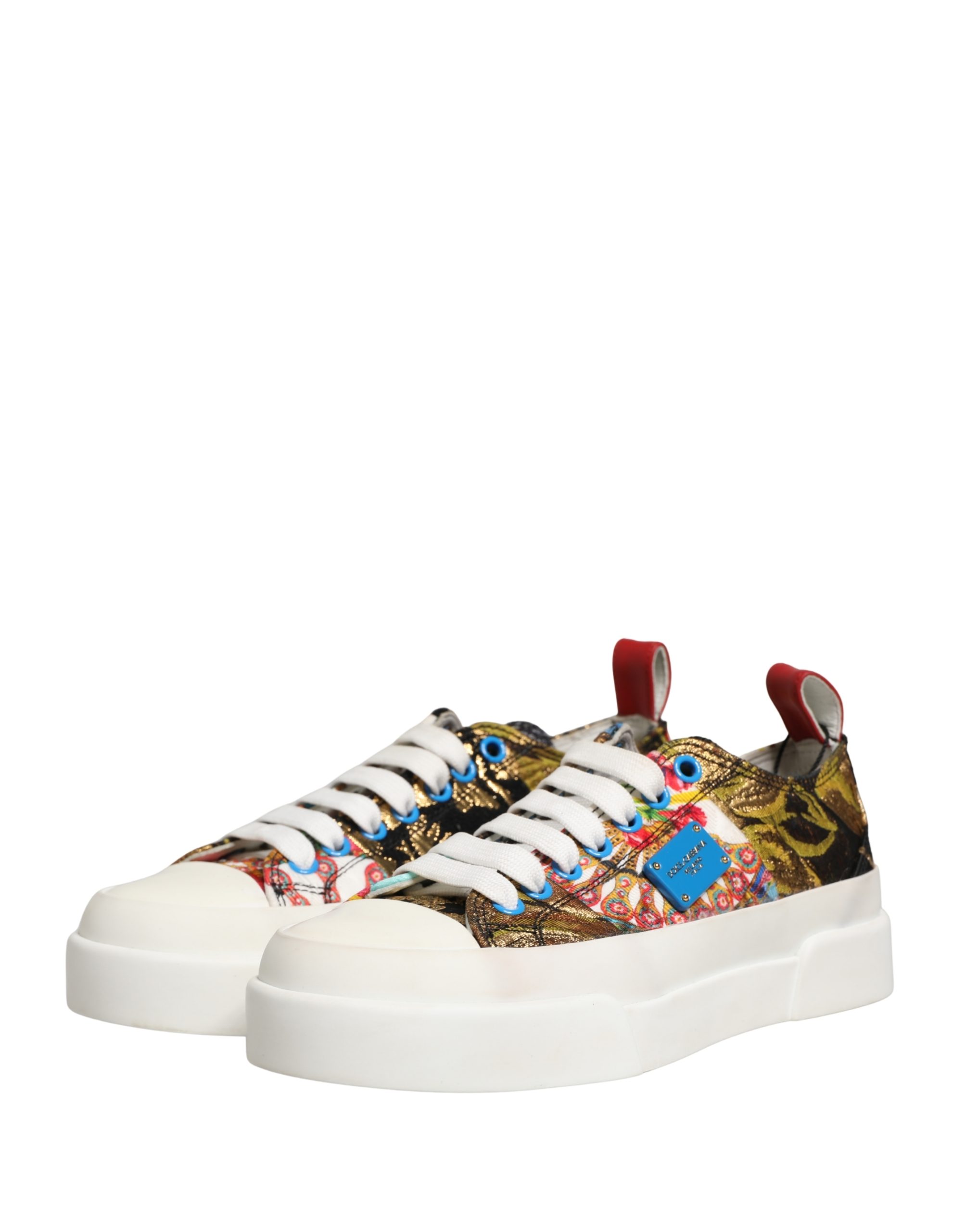 Dolce & Gabbana Multicolor Patchwork Low Top Sneakers Shoes - Image 3