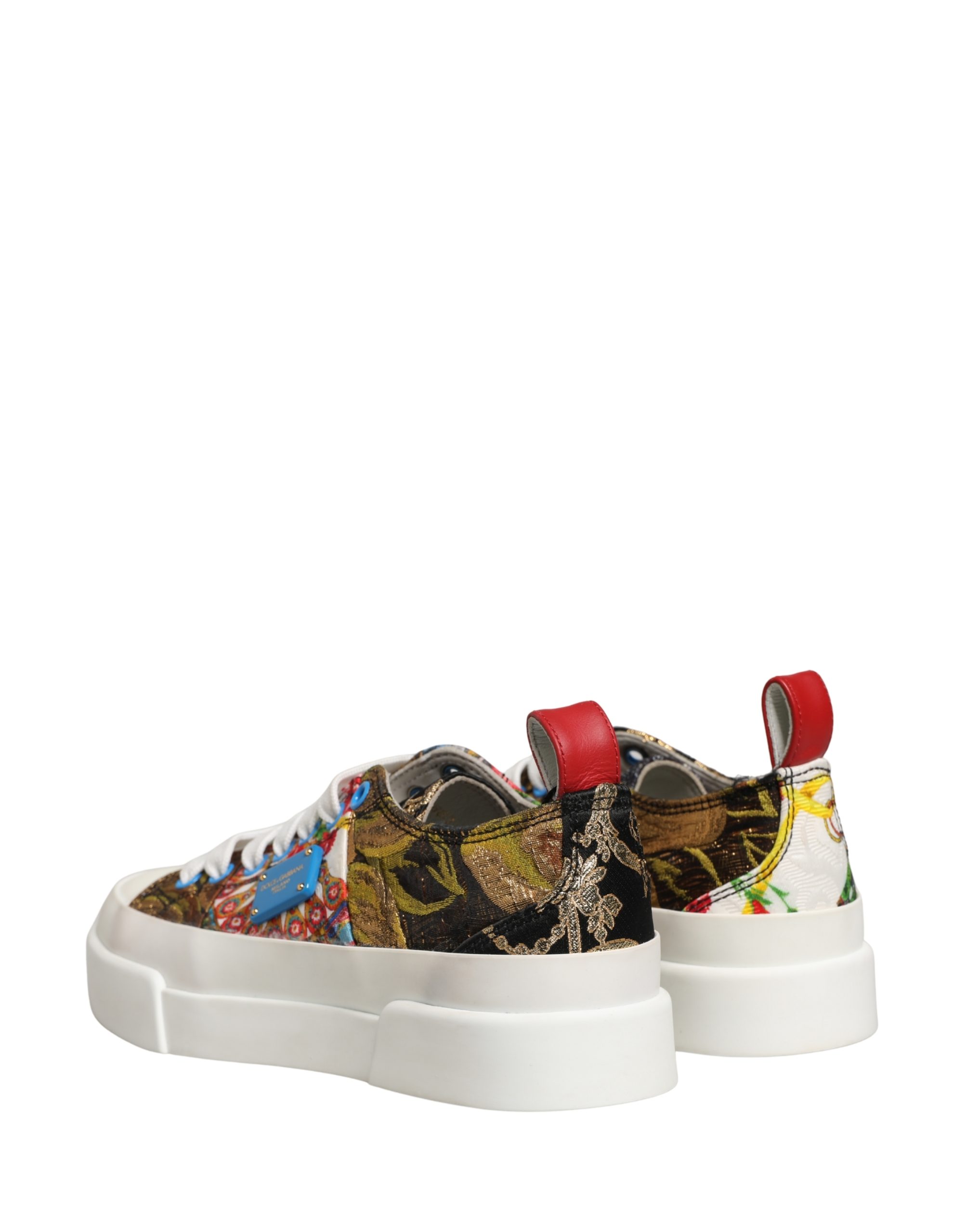 Dolce & Gabbana Multicolor Patchwork Low Top Sneakers Shoes - Image 4