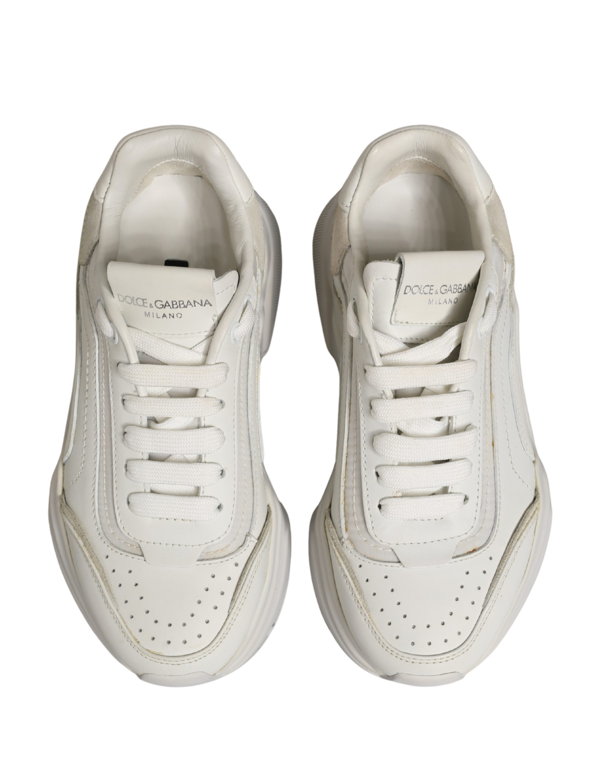Dolce & Gabbana White Leather Daymaster Low Top Sneakers Shoes - Image 5