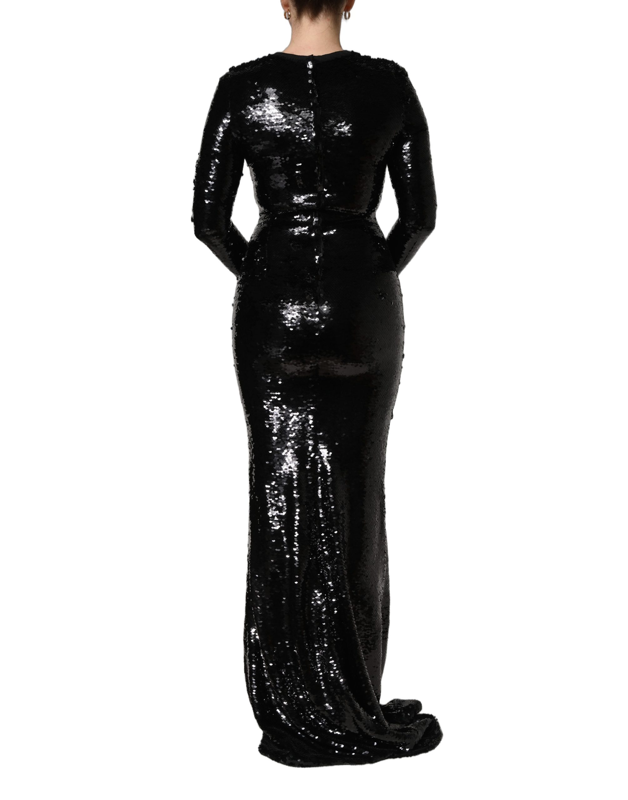 Dolce & Gabbana Black Bodycon Mermaid Sequinned Gown Dress - Image 4