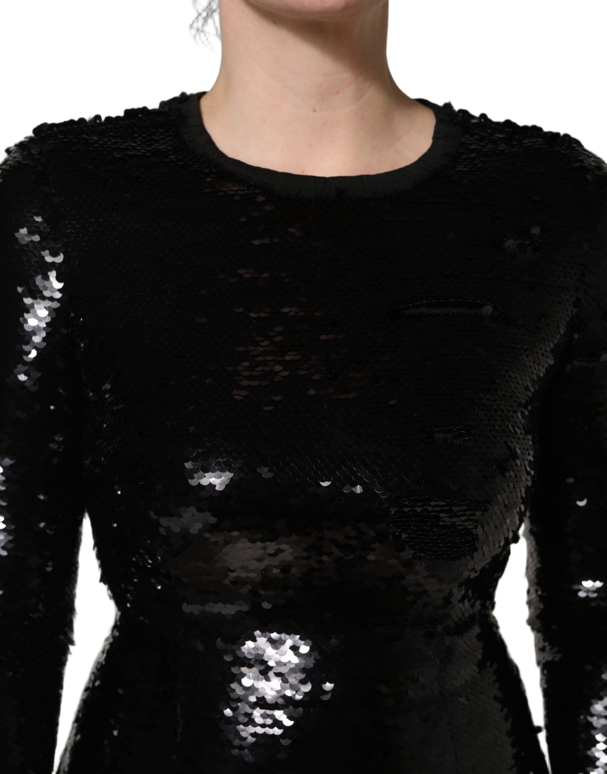 Dolce & Gabbana Black Bodycon Mermaid Sequinned Gown Dress - Image 5