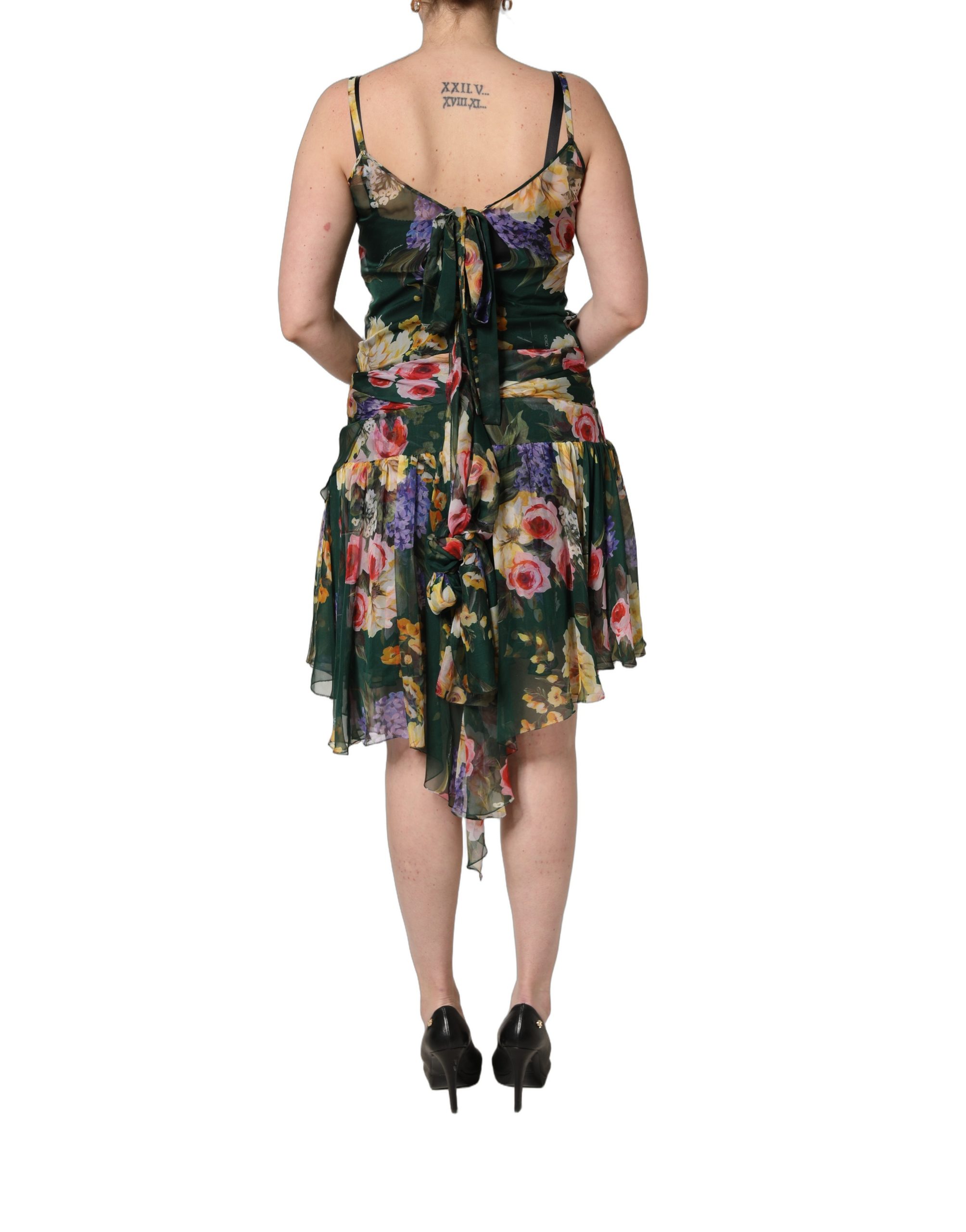 Dolce & Gabbana Multicolor Floral Print Sleeveless Mini Dress - Image 4