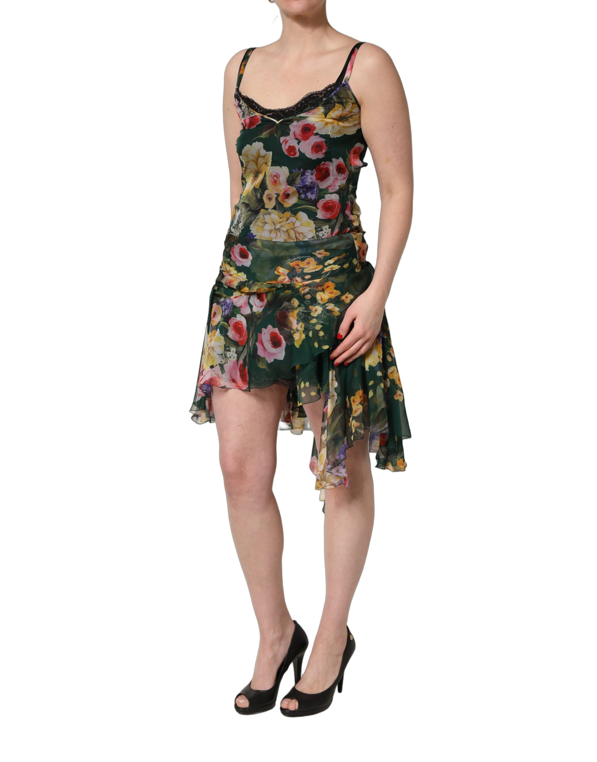 Dolce & Gabbana Multicolor Floral Print Sleeveless Mini Dress - Image 3