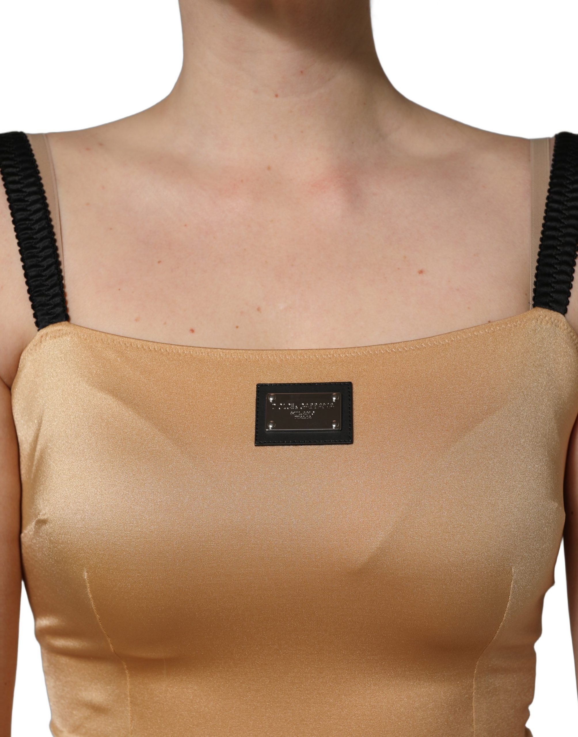 Dolce & Gabbana Brown Nylon Blend Cady Sleeveless Mini Dress - Image 6
