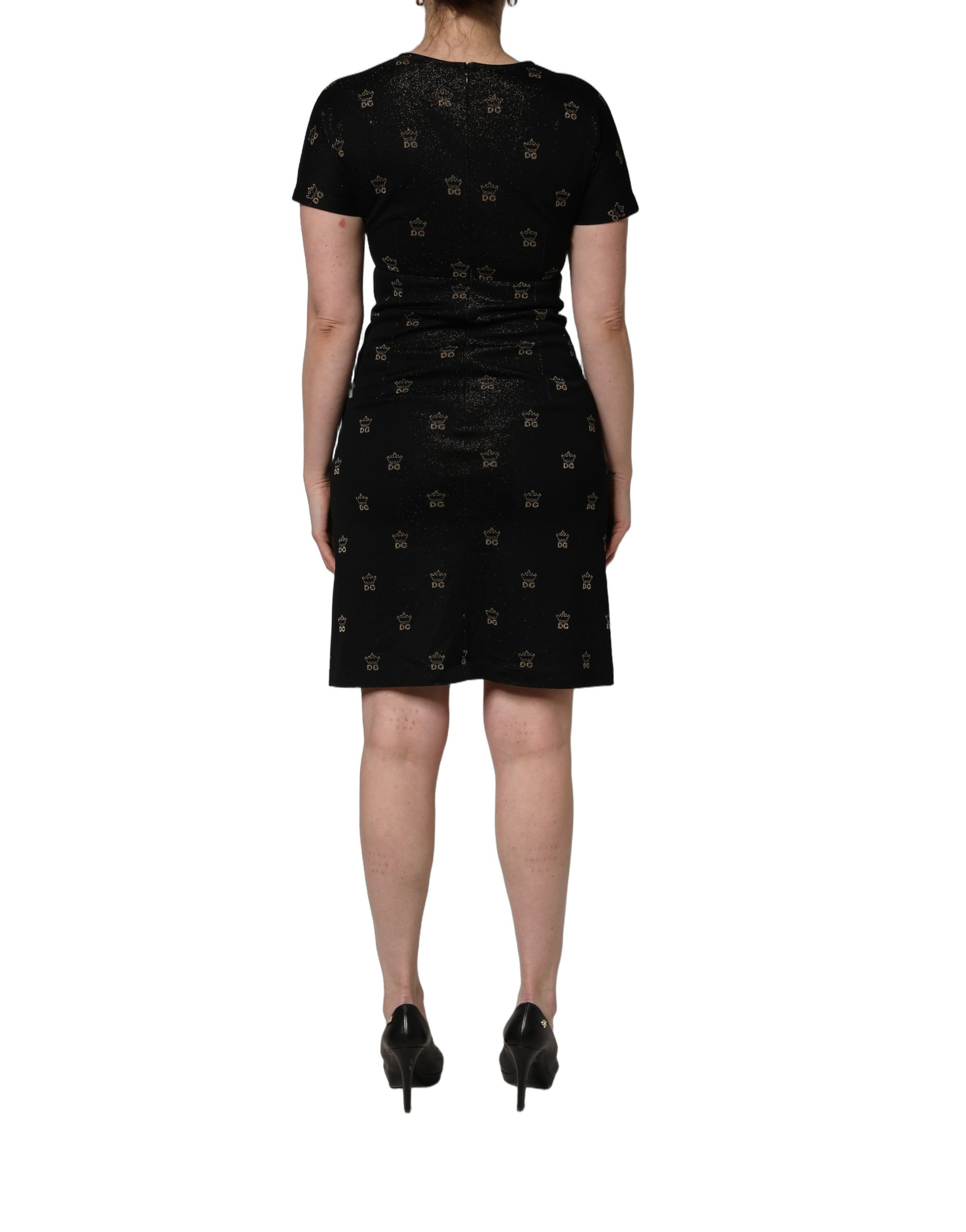 Dolce & Gabbana Black DG Crown Short-Sleeve Sheath Dress - Image 4