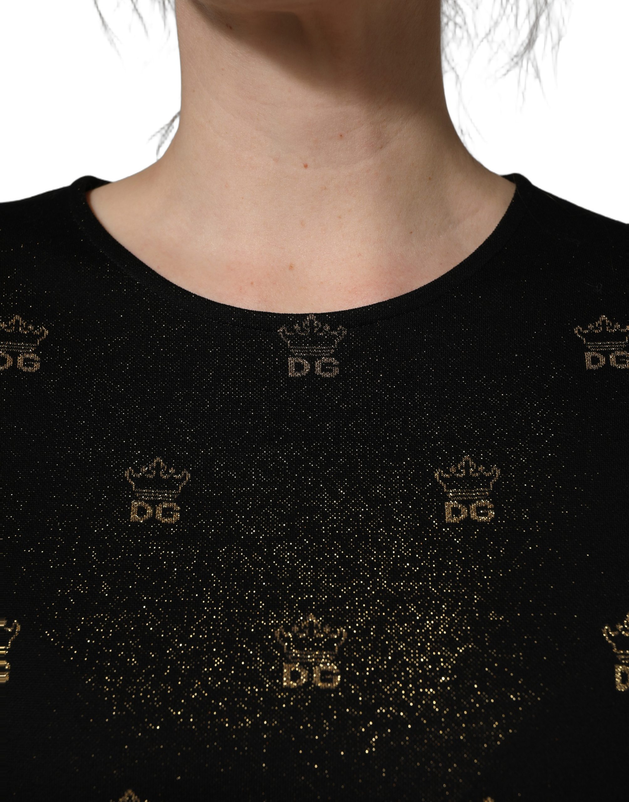 Dolce & Gabbana Black DG Crown Short-Sleeve Sheath Dress - Image 5