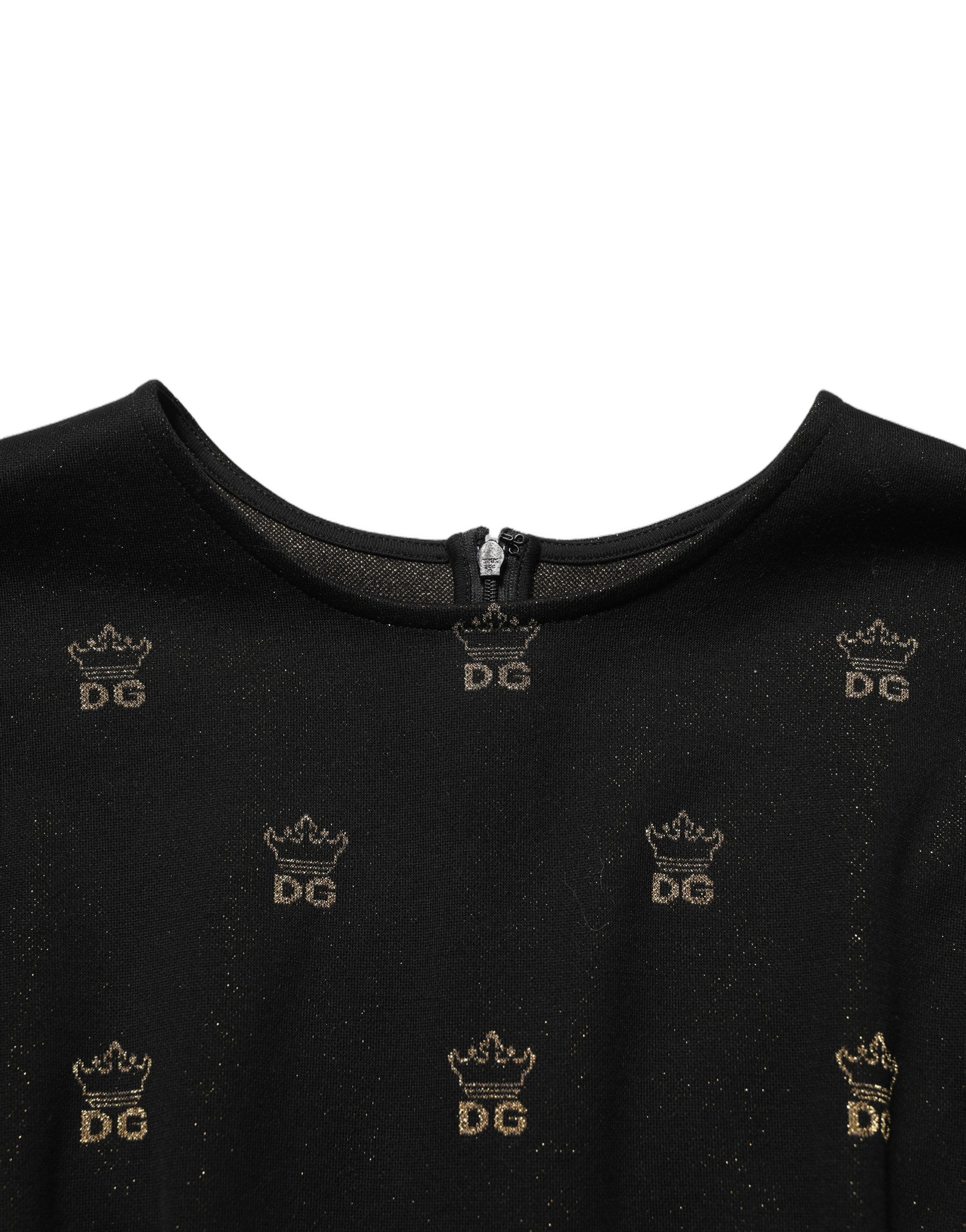 Dolce & Gabbana Black DG Crown Short-Sleeve Sheath Dress - Image 6