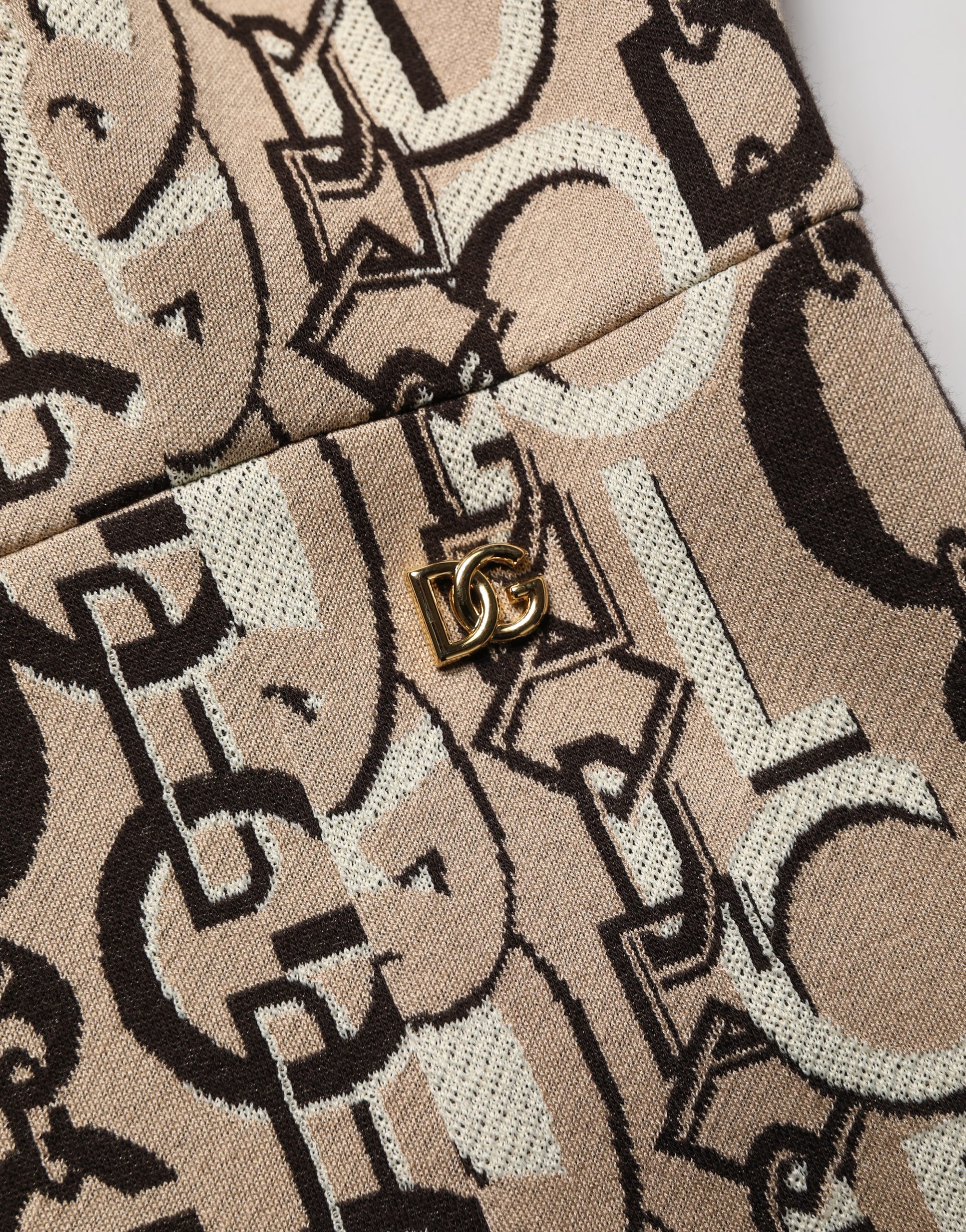 Dolce & Gabbana Brown DG Logo Chain Short-Sleeve Sheath Dress - Image 6