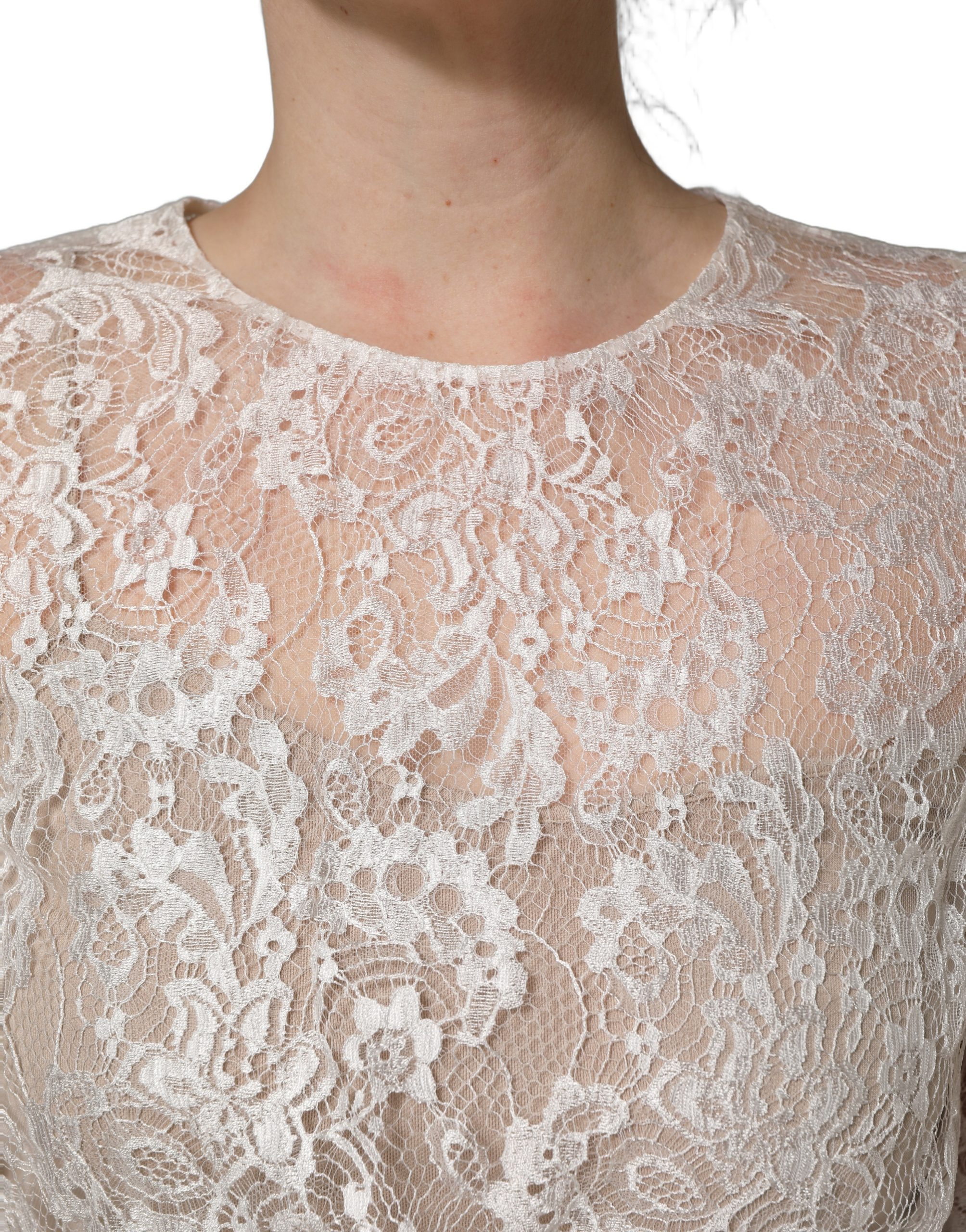 Dolce & Gabbana White Lace Top Embellished Black Skirt Dress - Image 5
