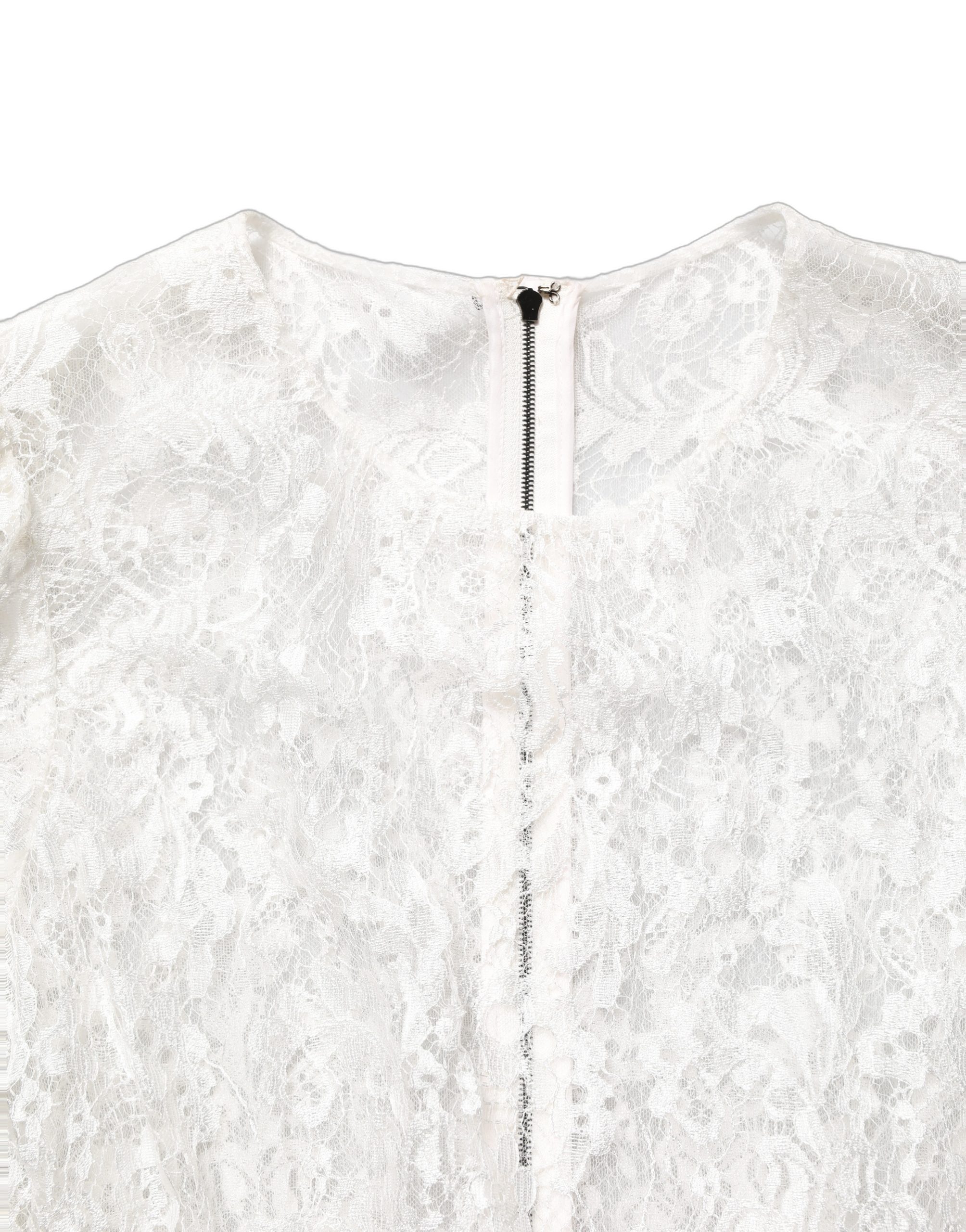 Dolce & Gabbana White Lace Top Embellished Black Skirt Dress - Image 7