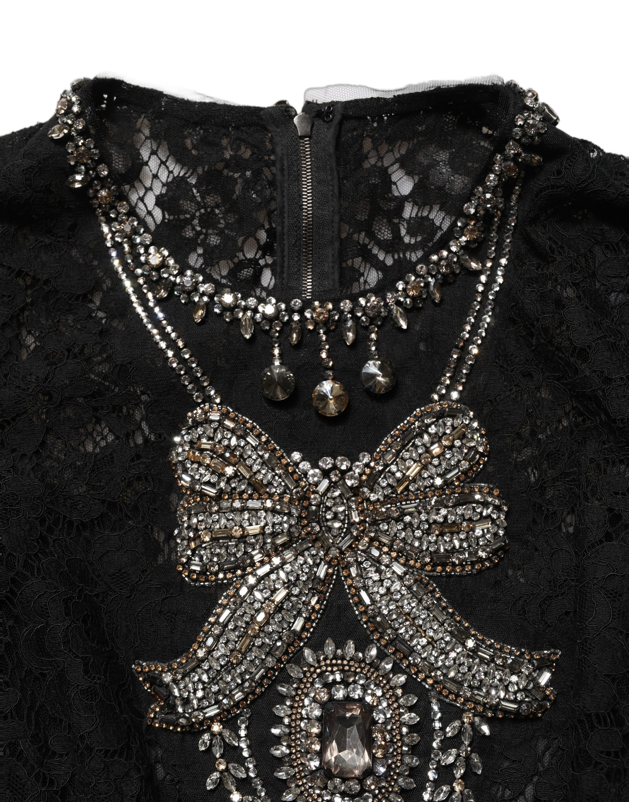 Dolce & Gabbana Black Crystal Embellished Sheath Midi Dress - Image 6
