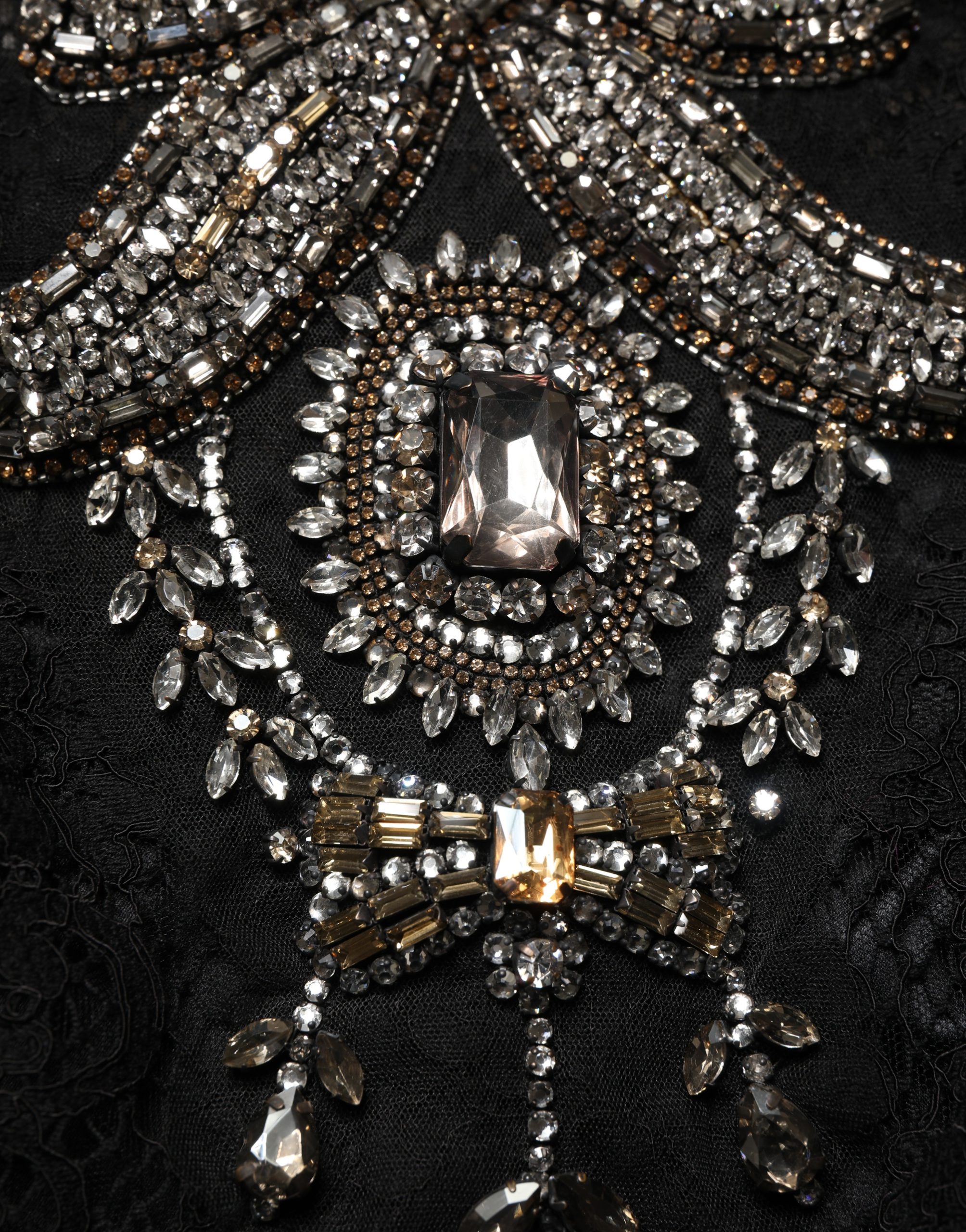 Dolce & Gabbana Black Crystal Embellished Sheath Midi Dress - Image 7