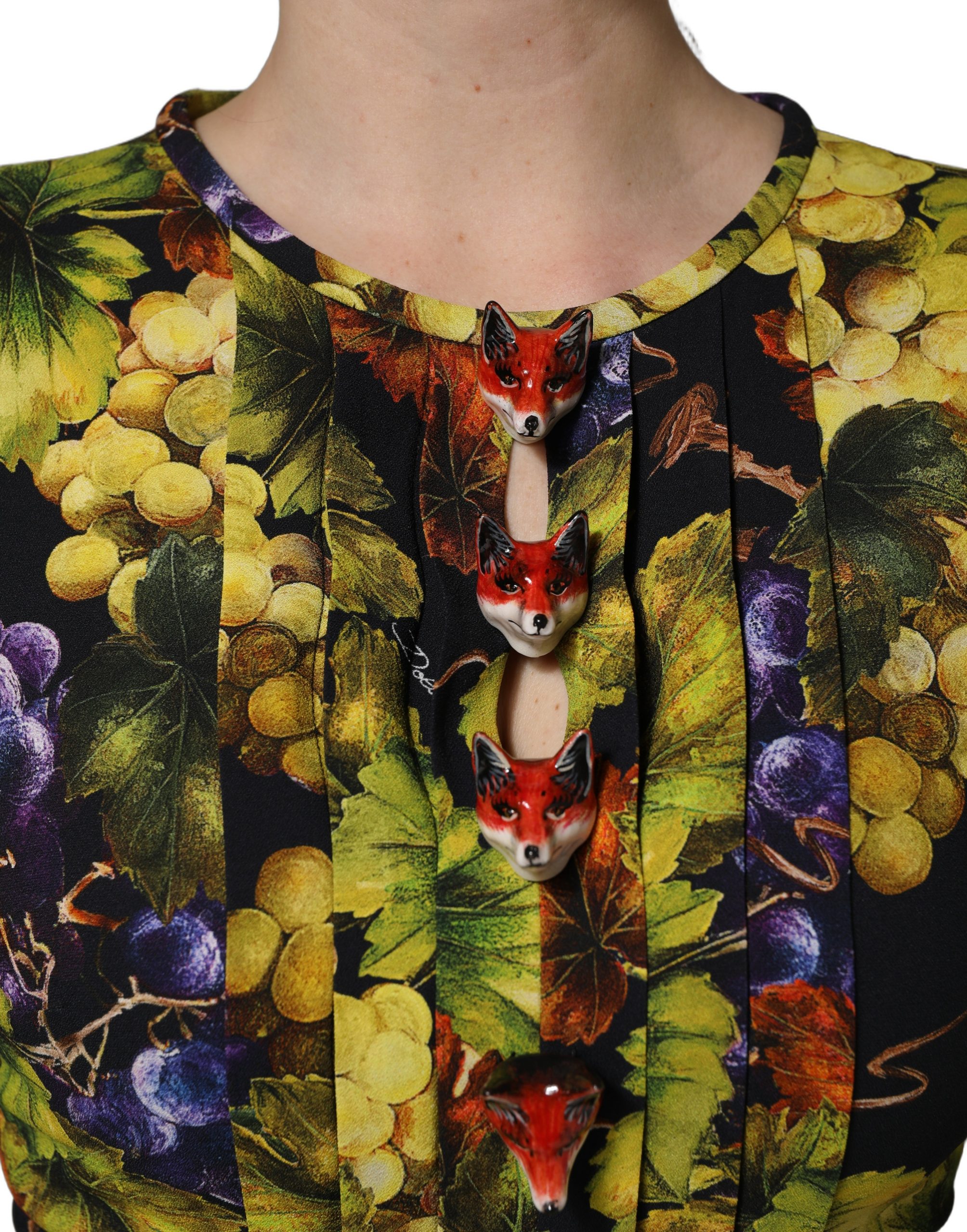 Dolce & Gabbana Multicolor Grape Print LongSleeve Midi Dress - Image 5