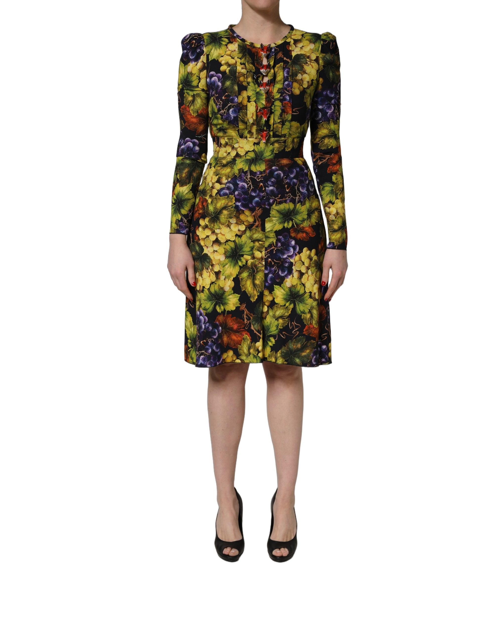 Dolce & Gabbana Multicolor Grape Print LongSleeve Midi Dress - Image 2