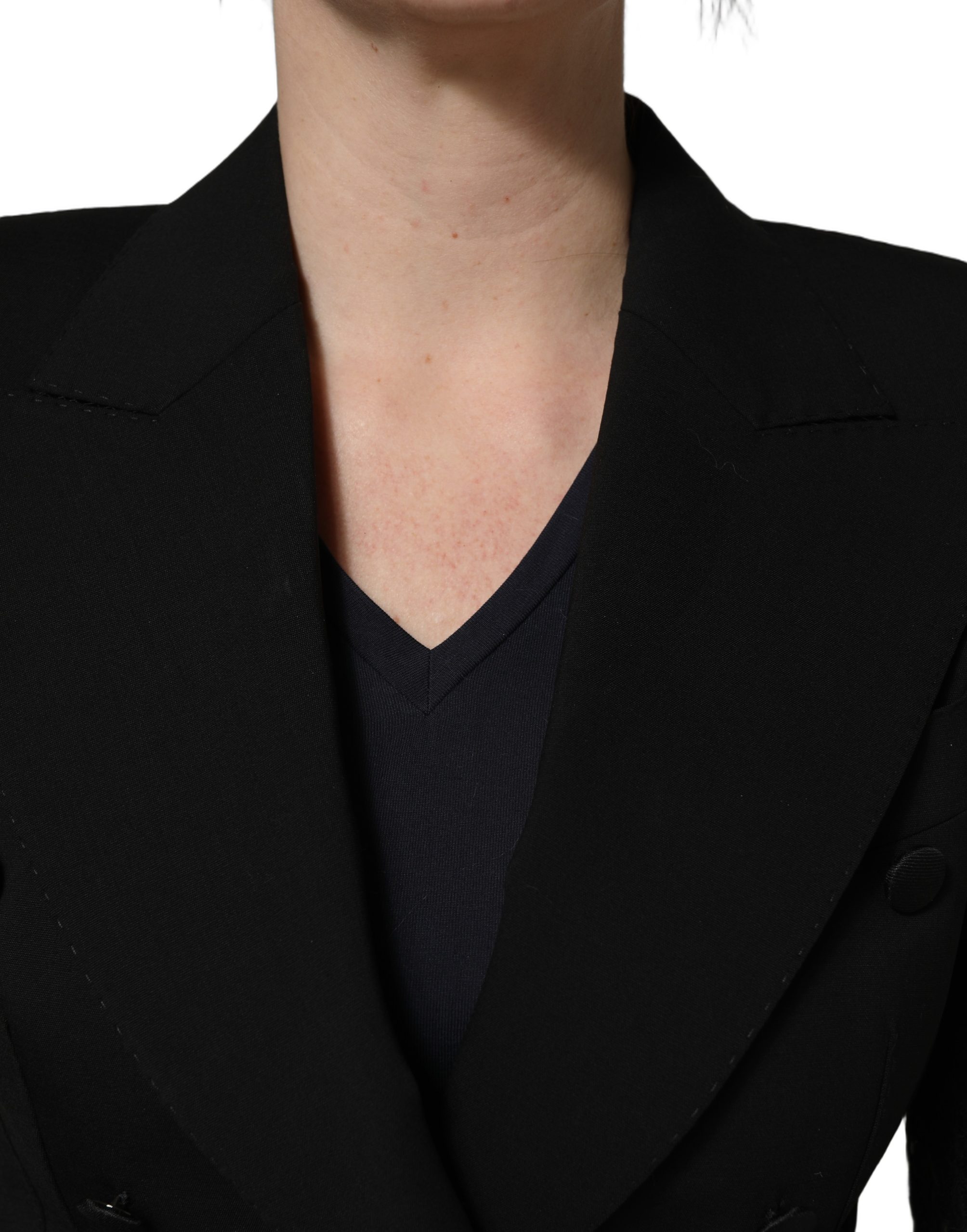 Dolce & Gabbana Black Wool DoubleBreasted Lace Sleeve Jacket - Image 5