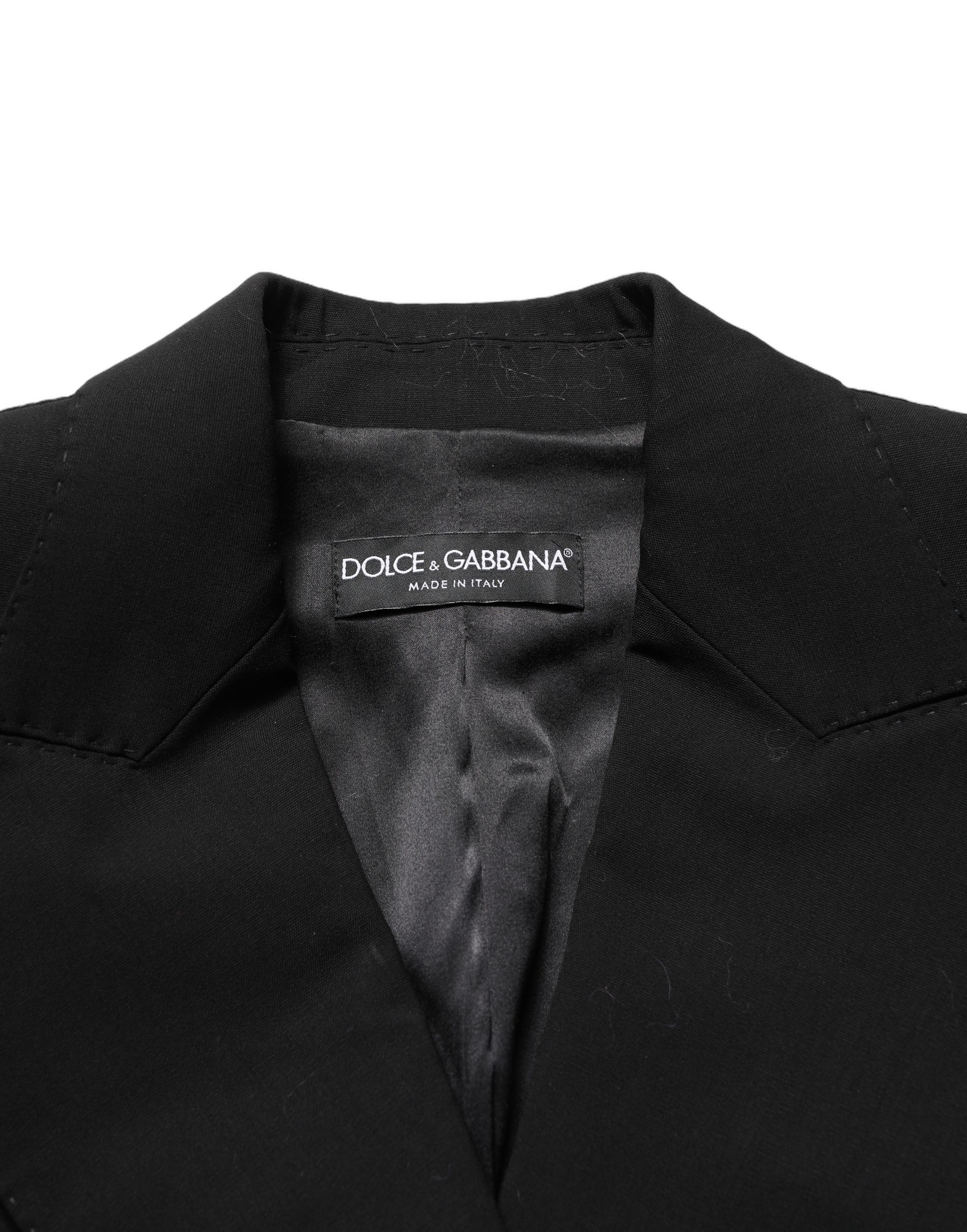 Dolce & Gabbana Black Wool DoubleBreasted Lace Sleeve Jacket - Image 6
