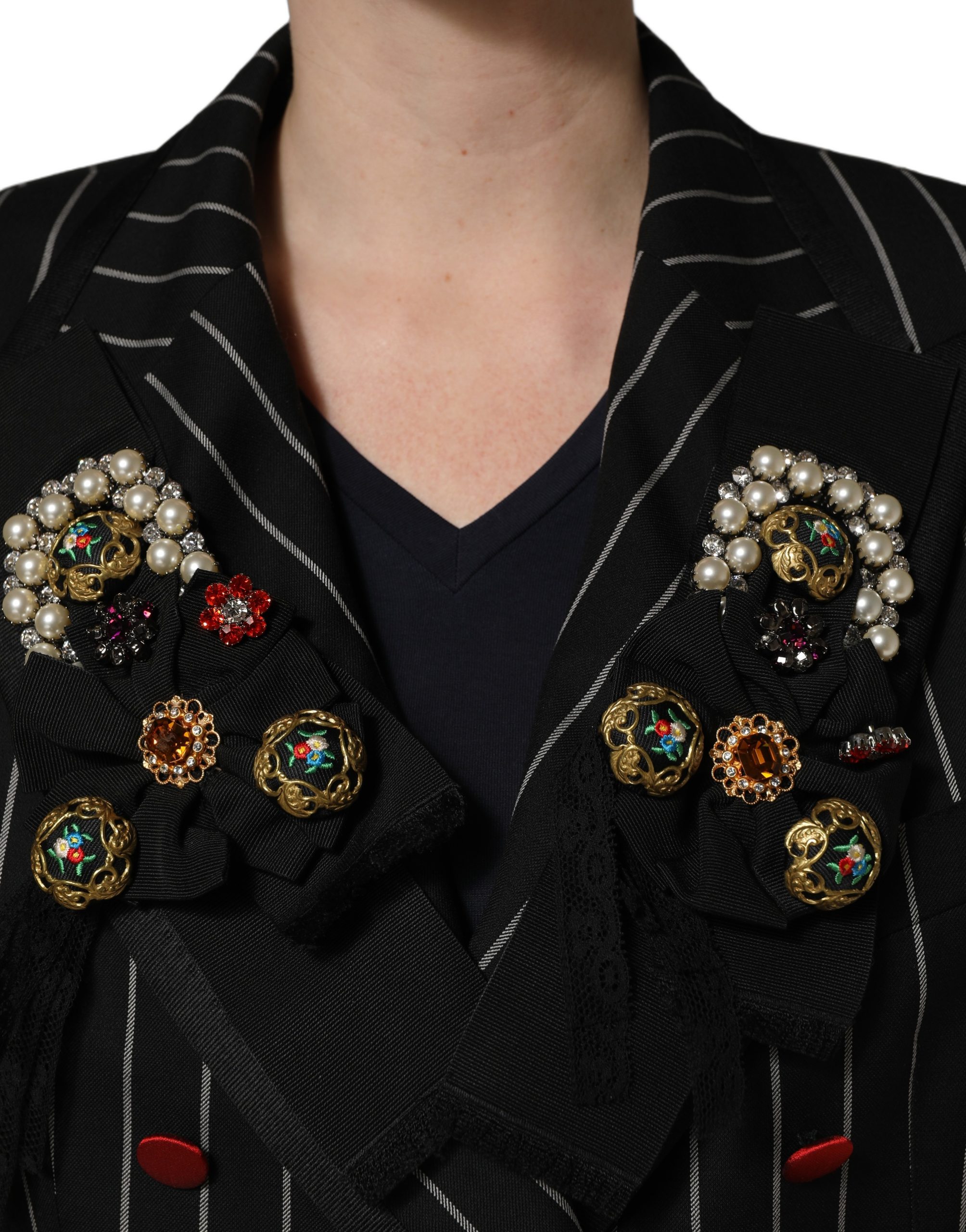 Dolce & Gabbana Black Stripe Double-Breasted Blazer Jacket - Image 7