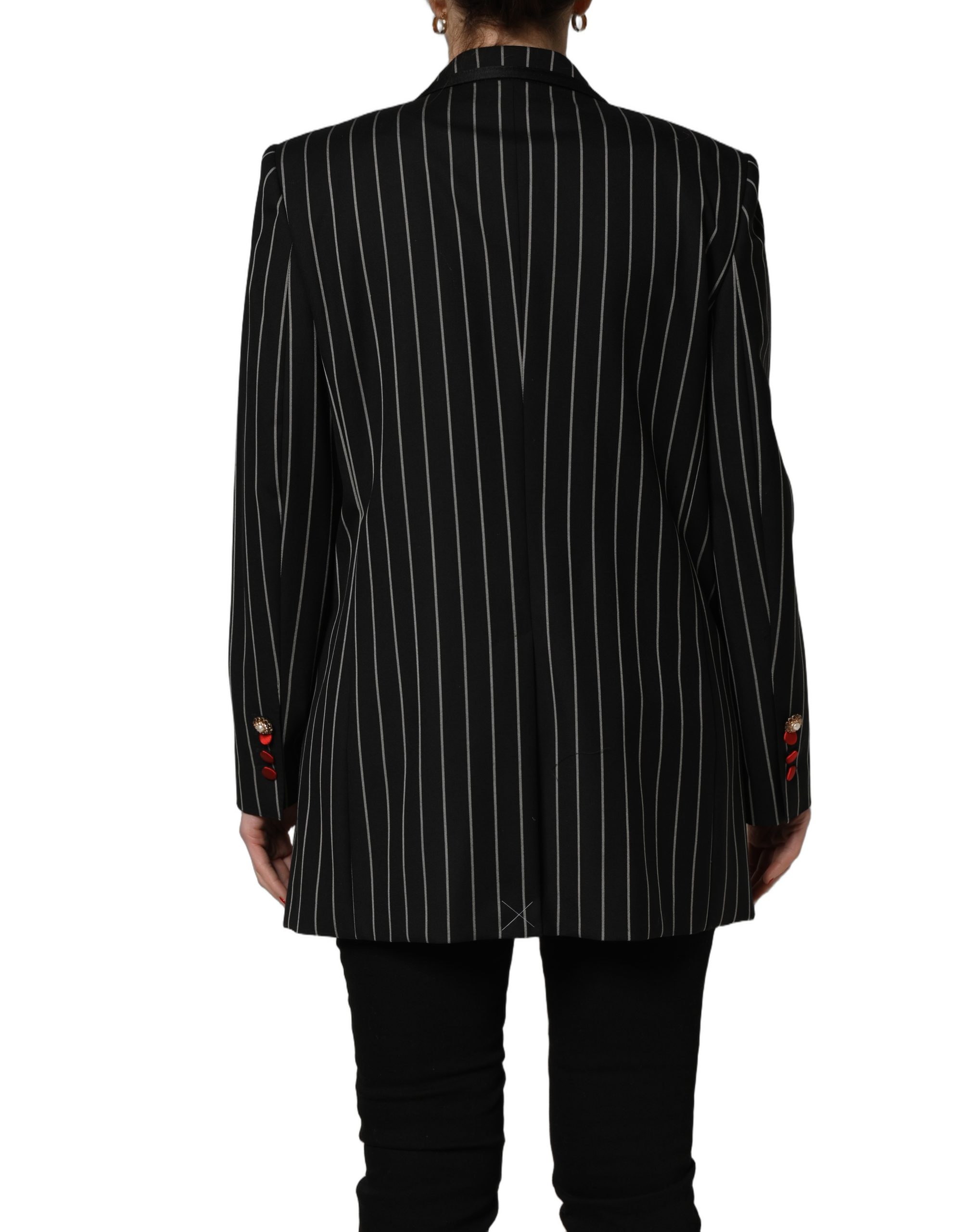 Dolce & Gabbana Black Stripe Double-Breasted Blazer Jacket - Image 4
