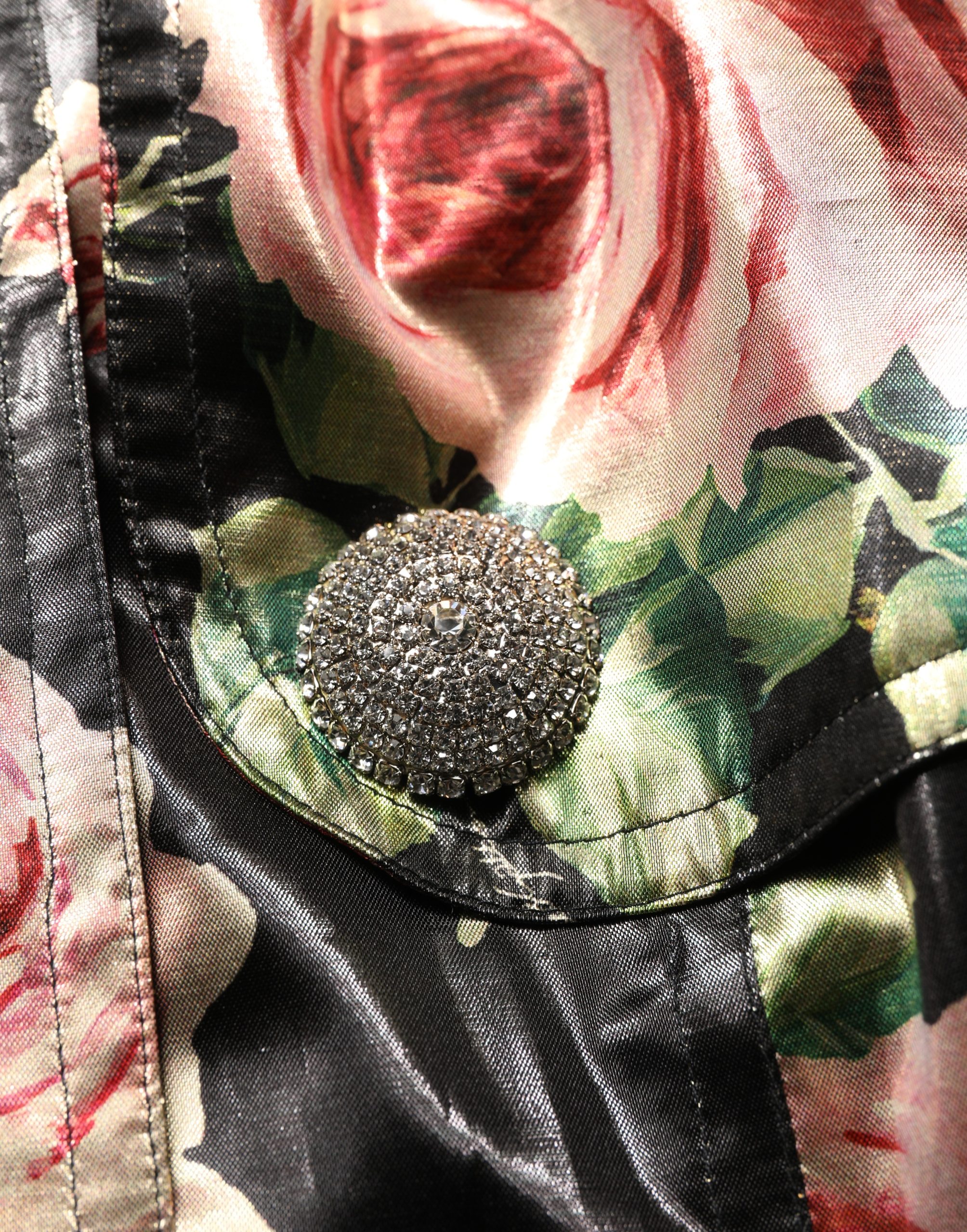 Dolce & Gabbana Black Floral Belted Polyester Trench Coat Jacket - Image 7