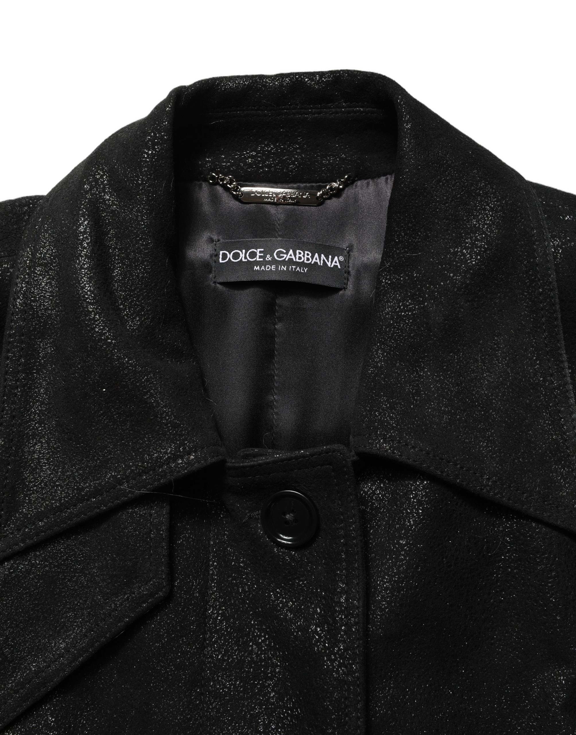 Dolce & Gabbana Black Belted Sheepskin Trench Coat Jacket - Image 6
