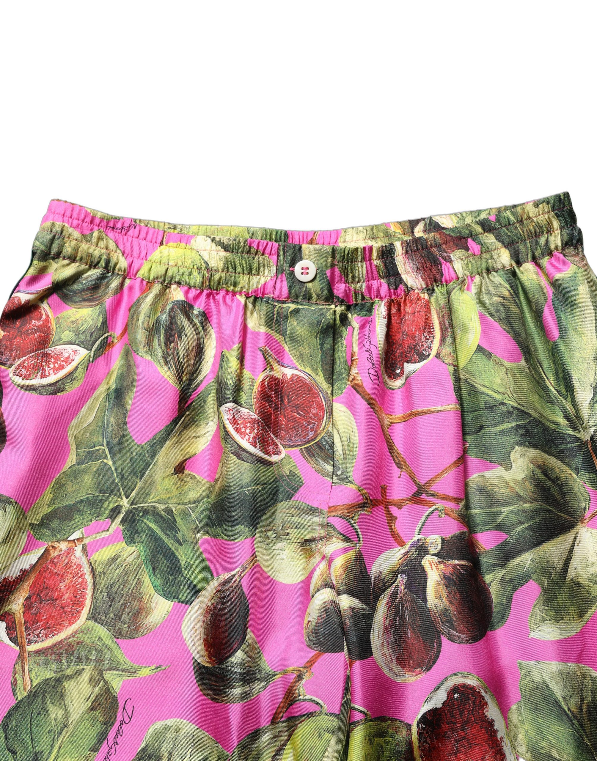 Dolce & Gabbana Fuchsia Fig Fruit Leaf Tapered Trouser Pants - Image 5