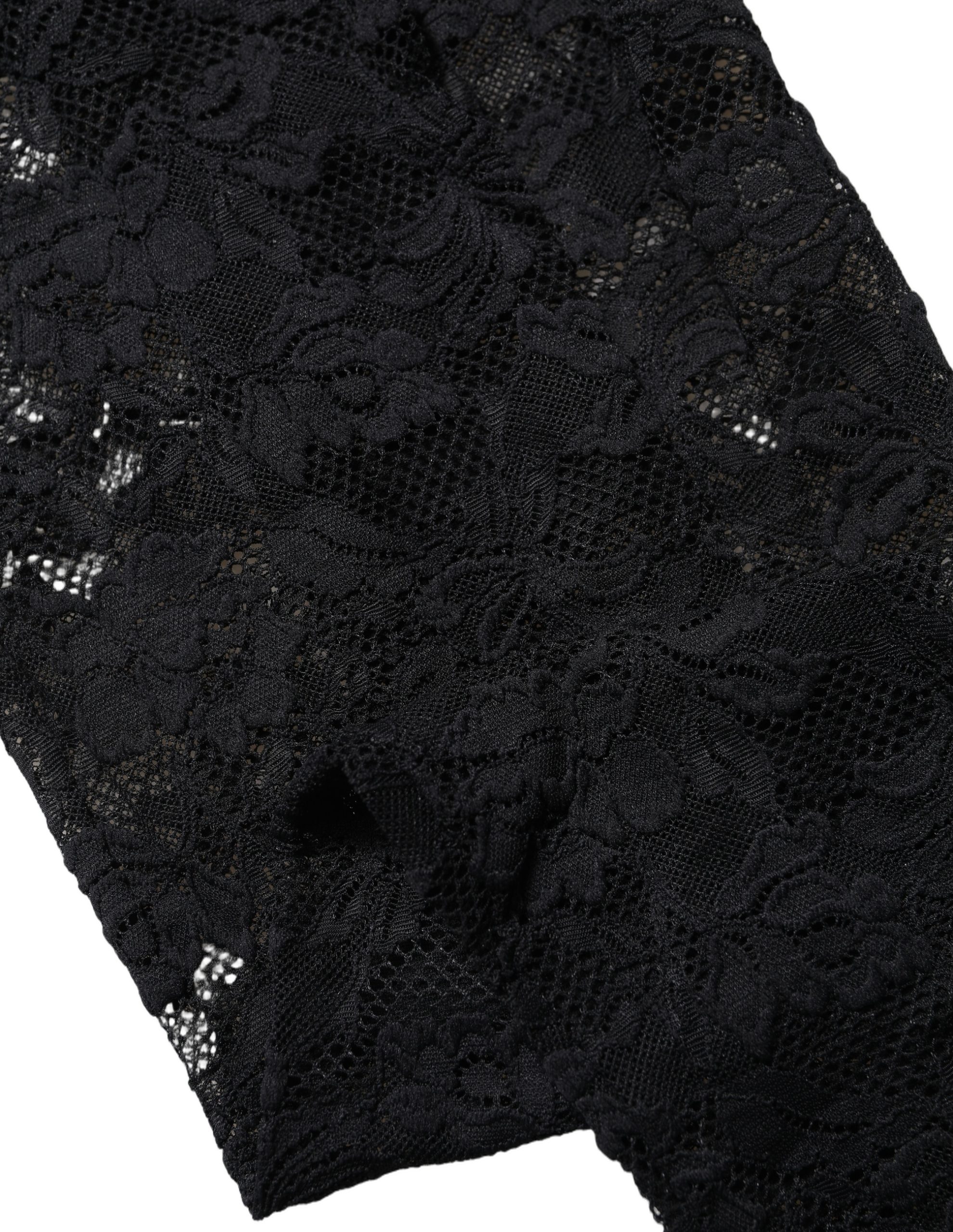 Dolce & Gabbana Black Floral Lace Thigh High Stockings Socks - Image 5