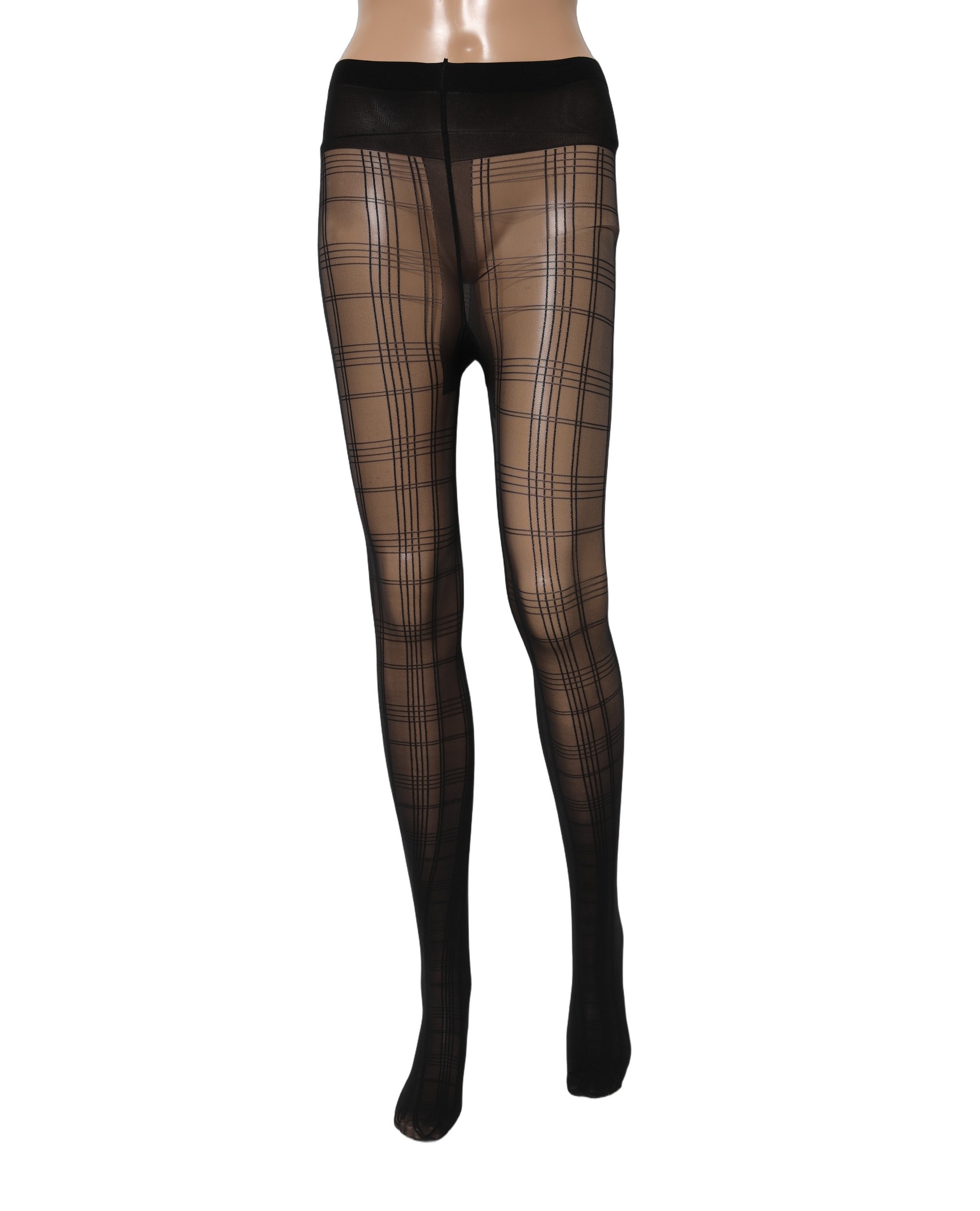 Dolce & Gabbana Black Nylon Tartan Pattern Tights Stockings Socks - Image 2