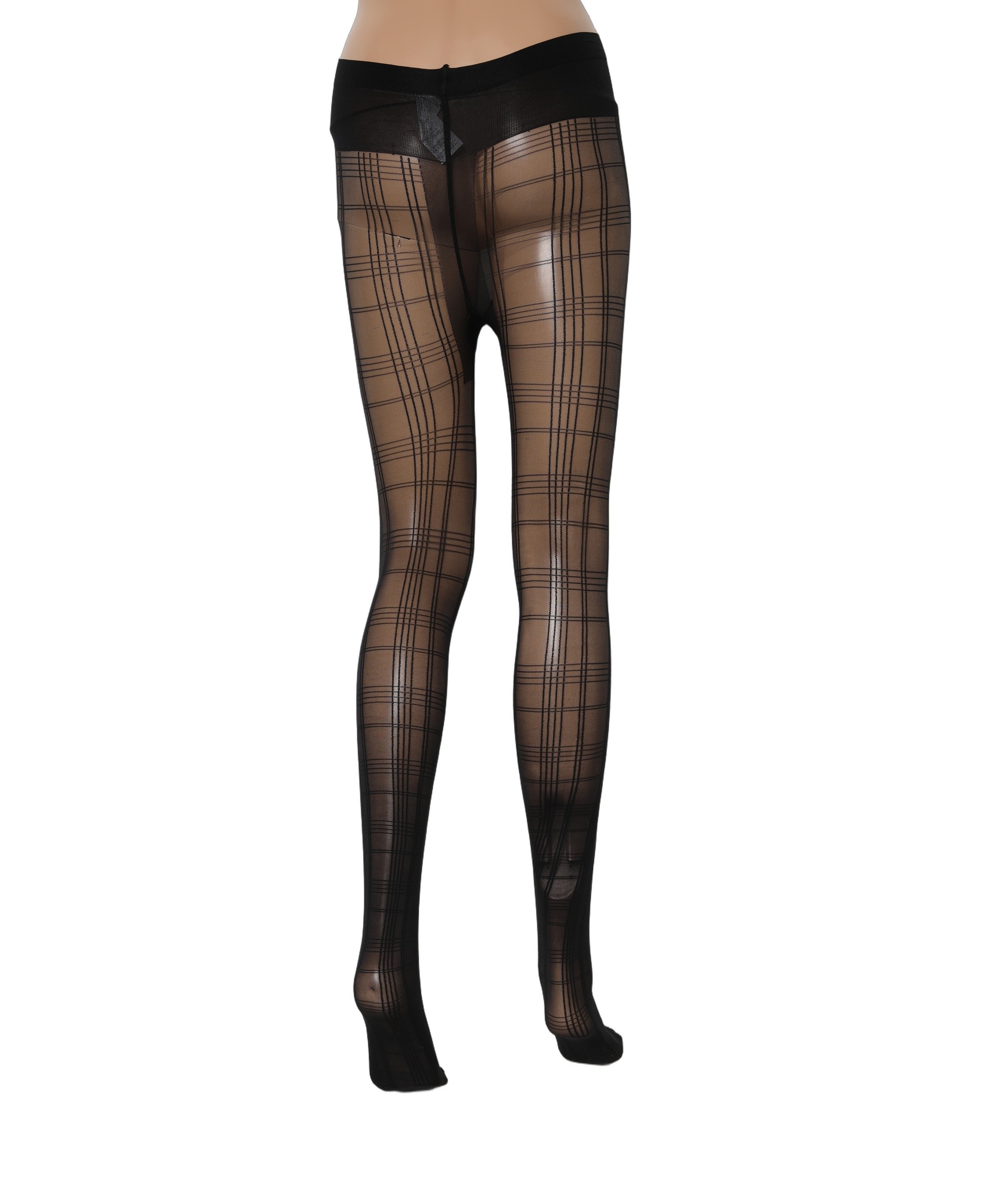 Dolce & Gabbana Black Nylon Tartan Pattern Tights Stockings Socks - Image 3