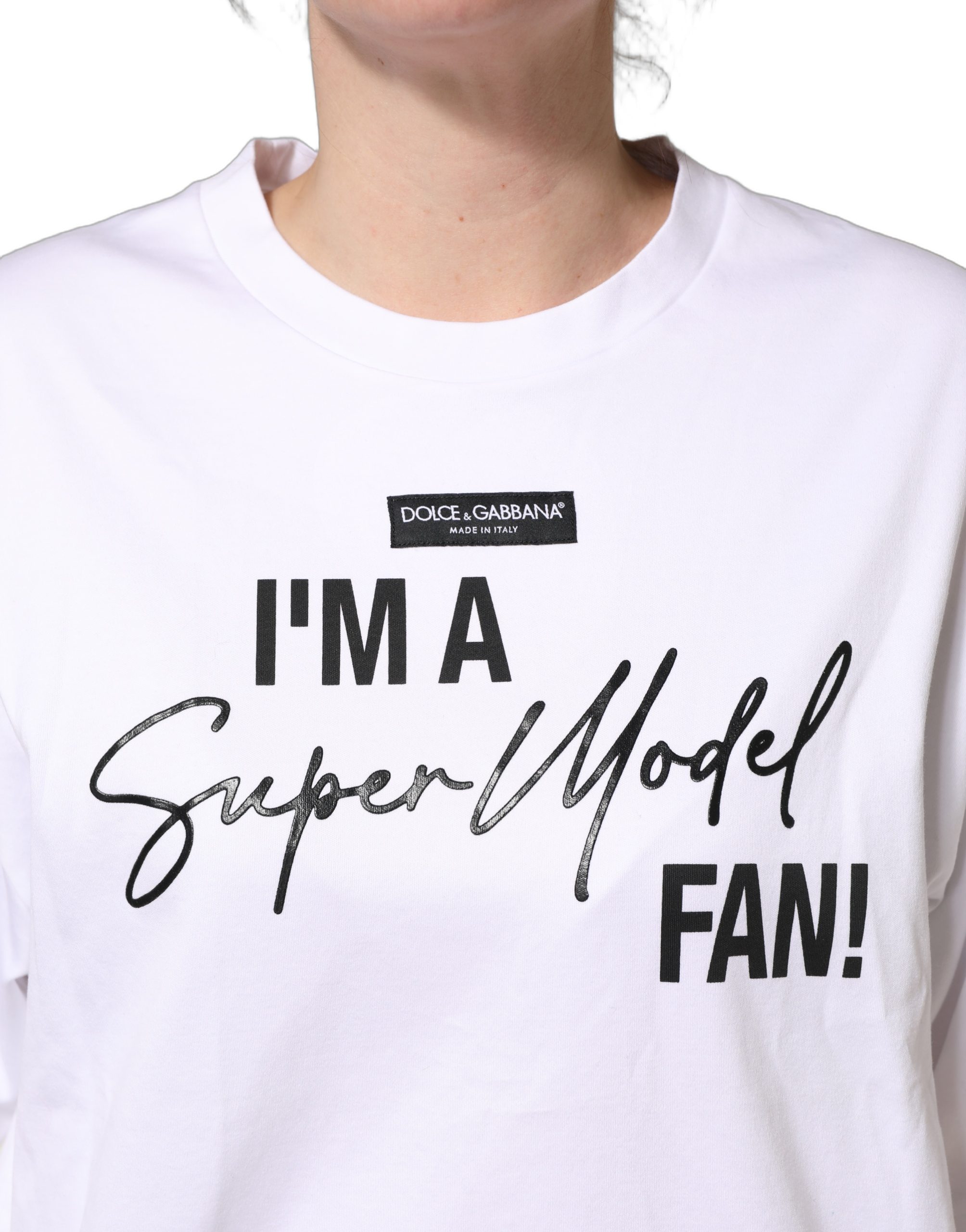 Dolce & Gabbana White I'm A Super Model Fan Print Jersey T-shirt - Image 5