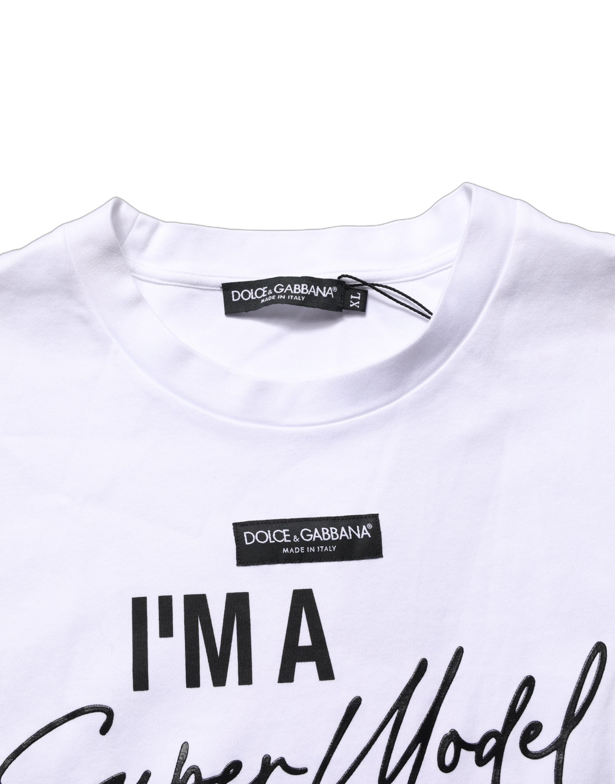 Dolce & Gabbana White I'm A Super Model Fan Print Jersey T-shirt - Image 6