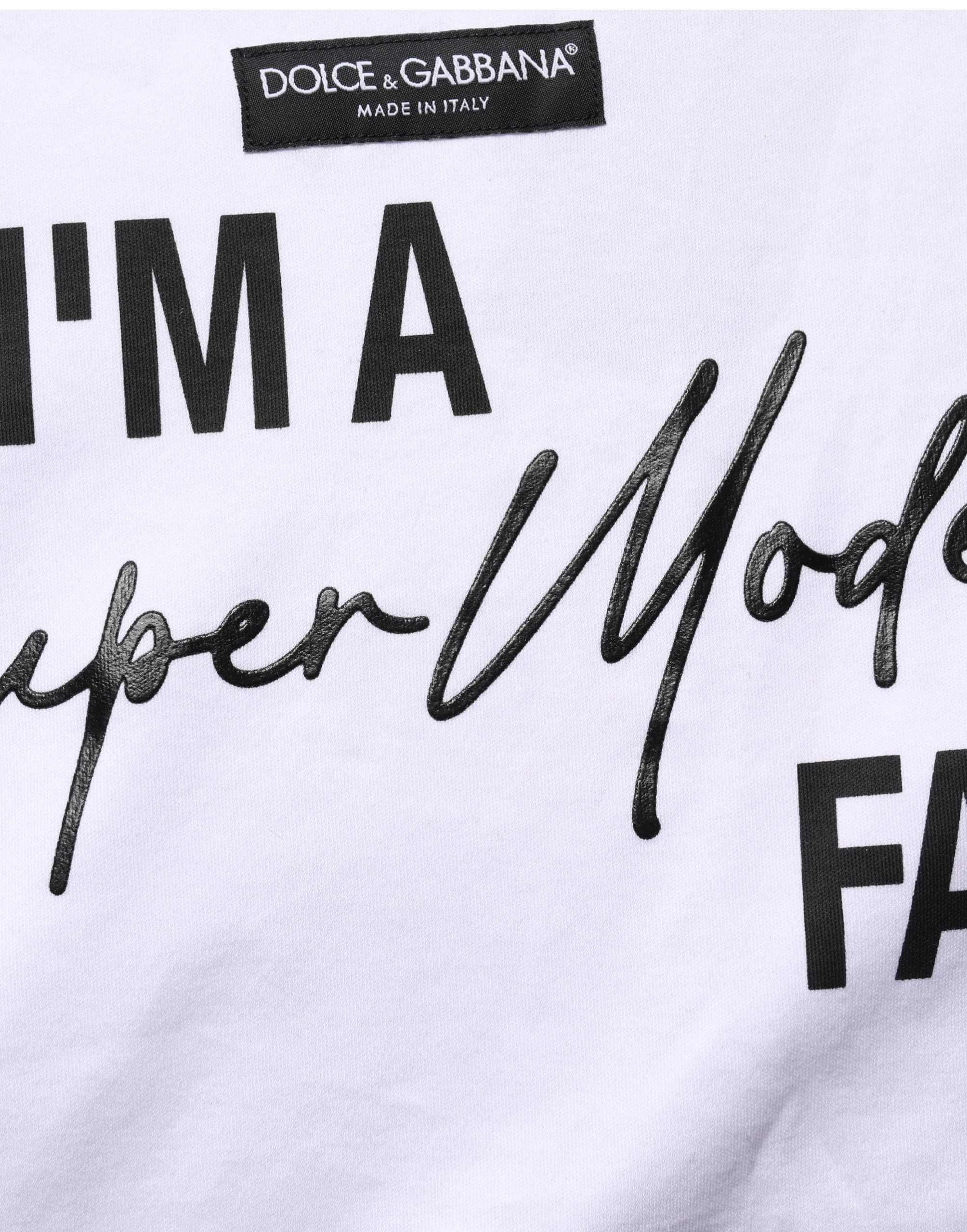 Dolce & Gabbana White I'm A Super Model Fan Print Jersey T-shirt - Image 7