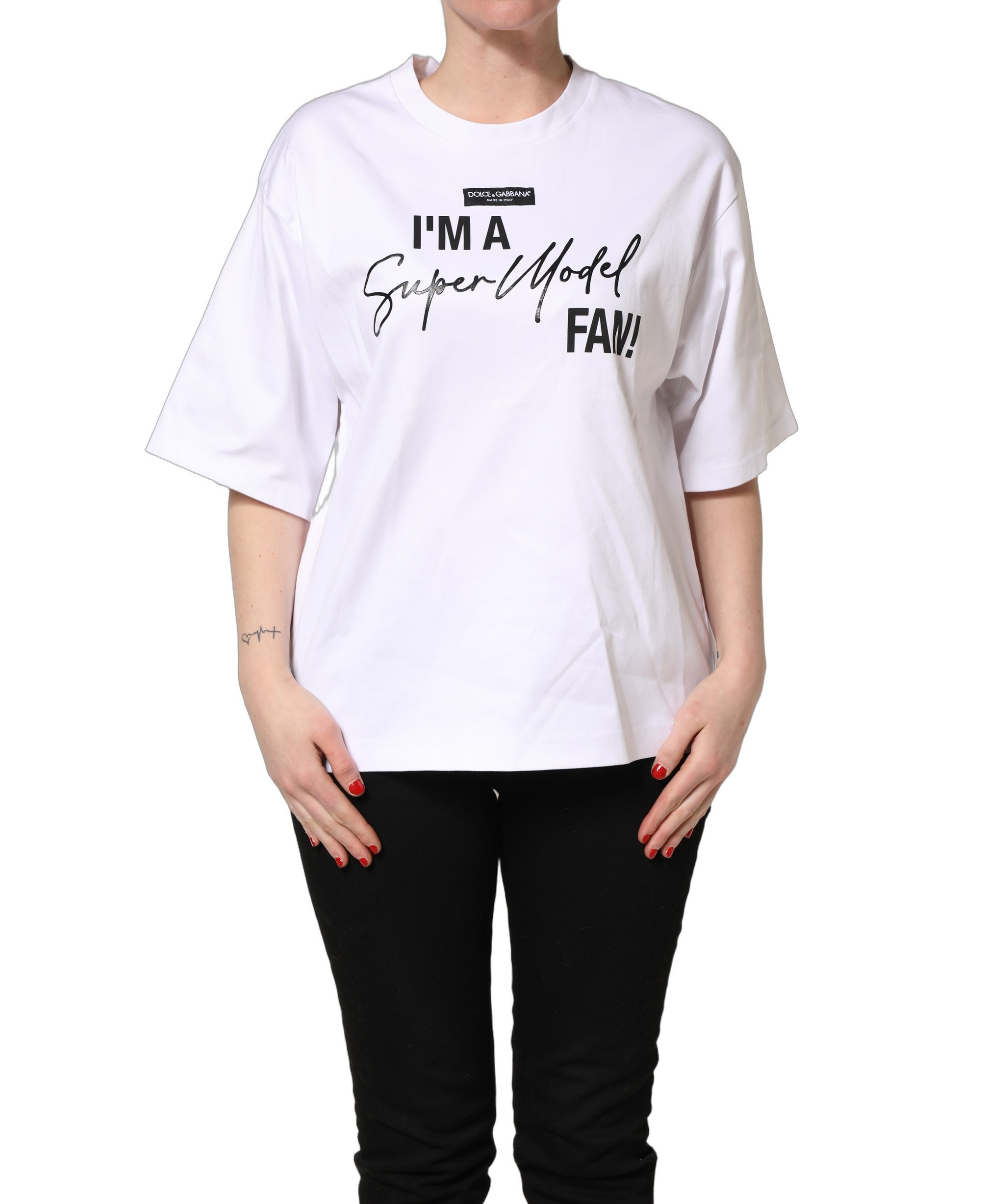 Dolce & Gabbana White I'm A Super Model Fan Print Jersey T-shirt - Image 2