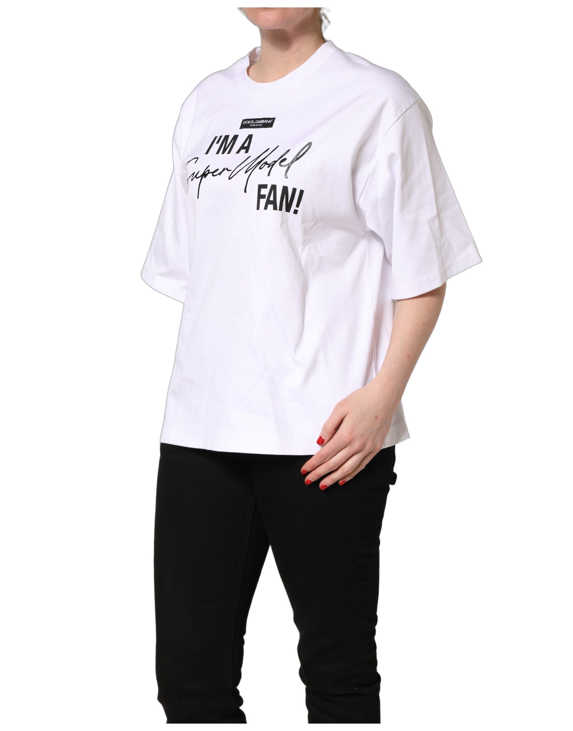 Dolce & Gabbana White I'm A Super Model Fan Print Jersey T-shirt - Image 3