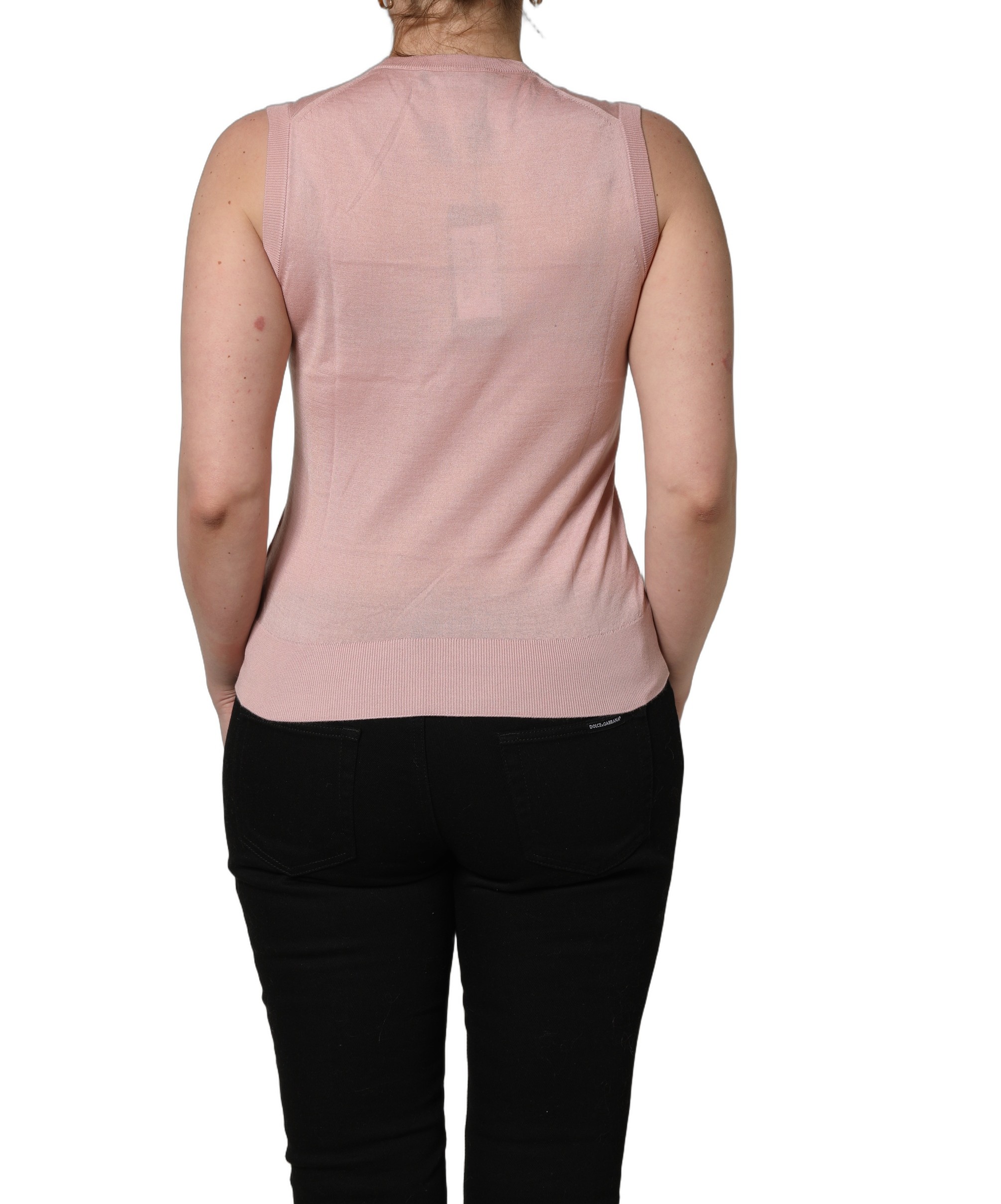 Dolce & Gabbana Pink Sleeveless Cashmere Knitted Tank Top - Image 4