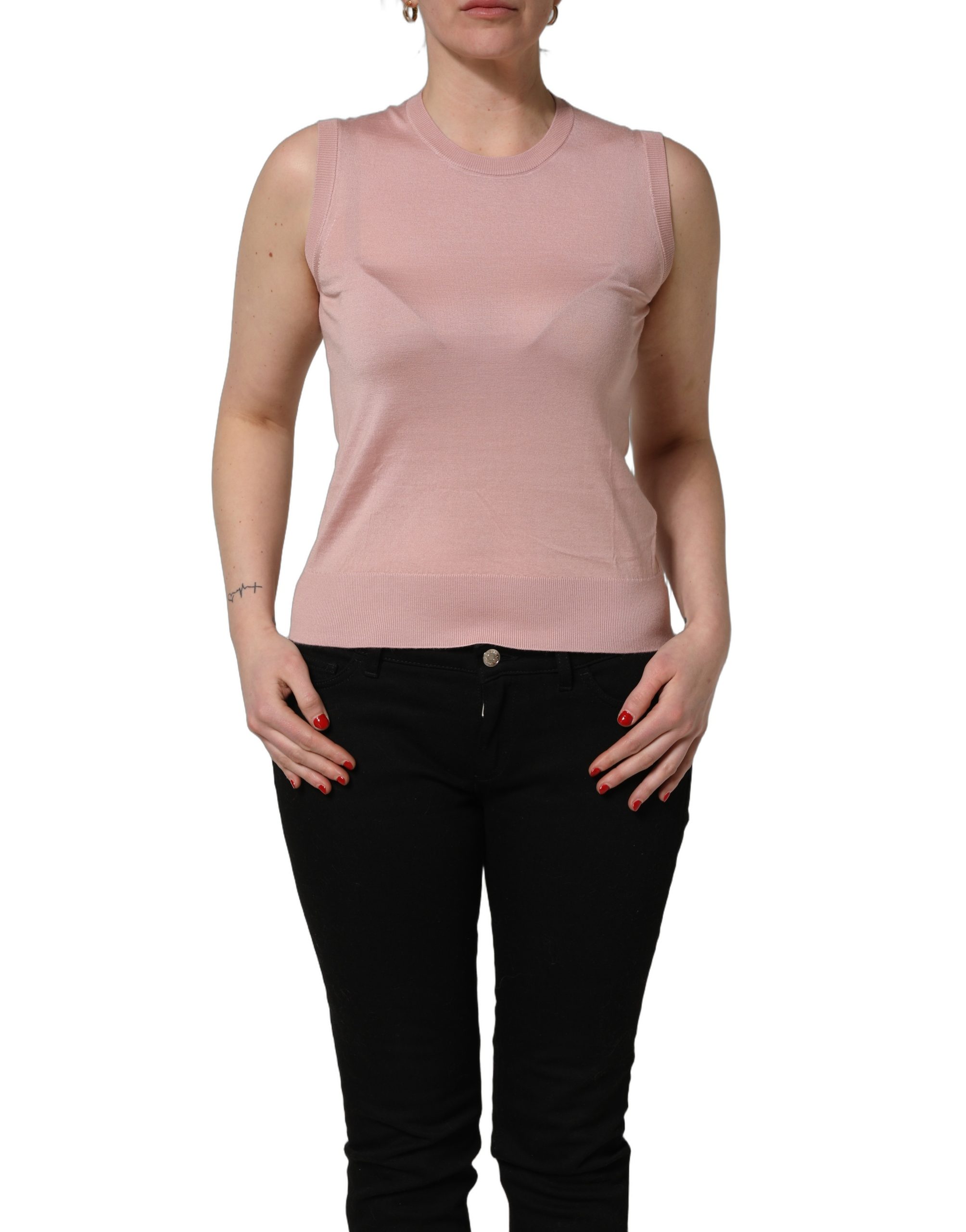 Dolce & Gabbana Pink Sleeveless Cashmere Knitted Tank Top - Image 2