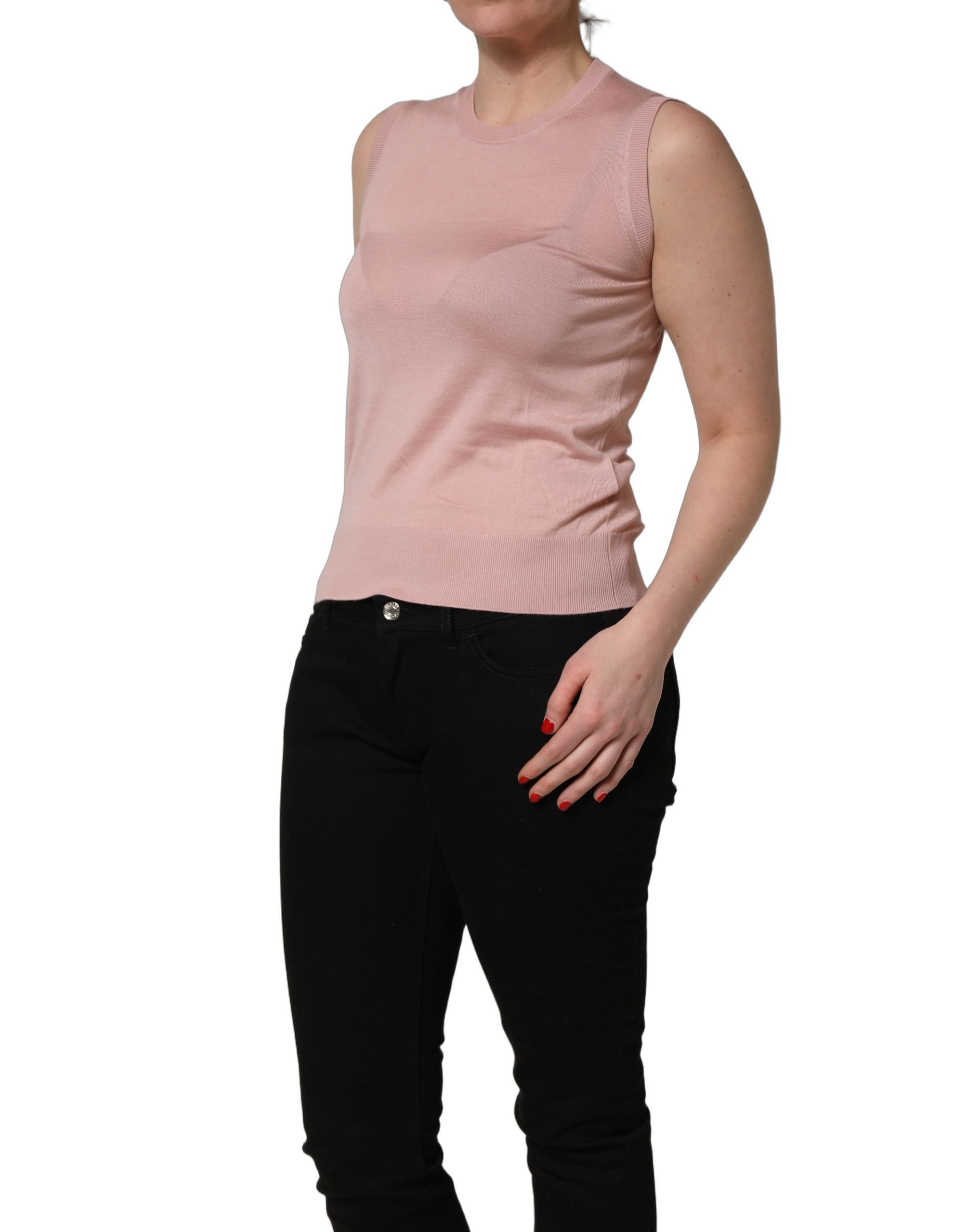 Dolce & Gabbana Pink Sleeveless Cashmere Knitted Tank Top - Image 3