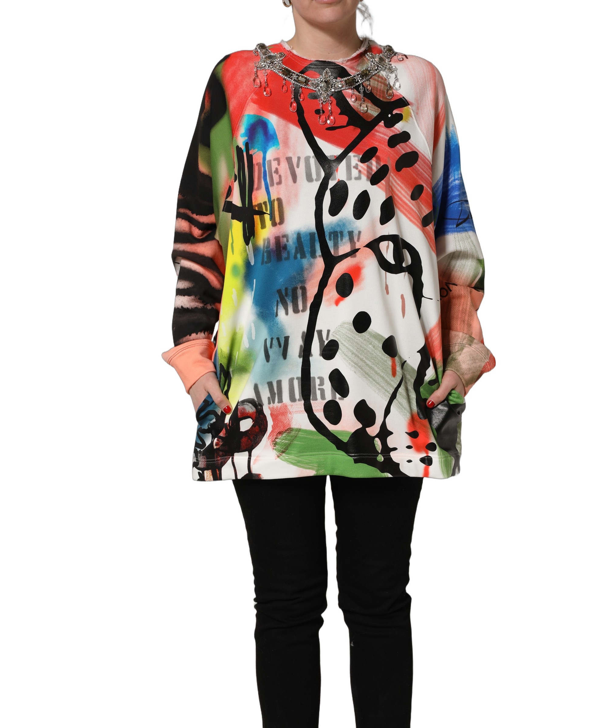 Dolce & Gabbana Multicolor Embellished Graffiti Sweatshirt - Image 2