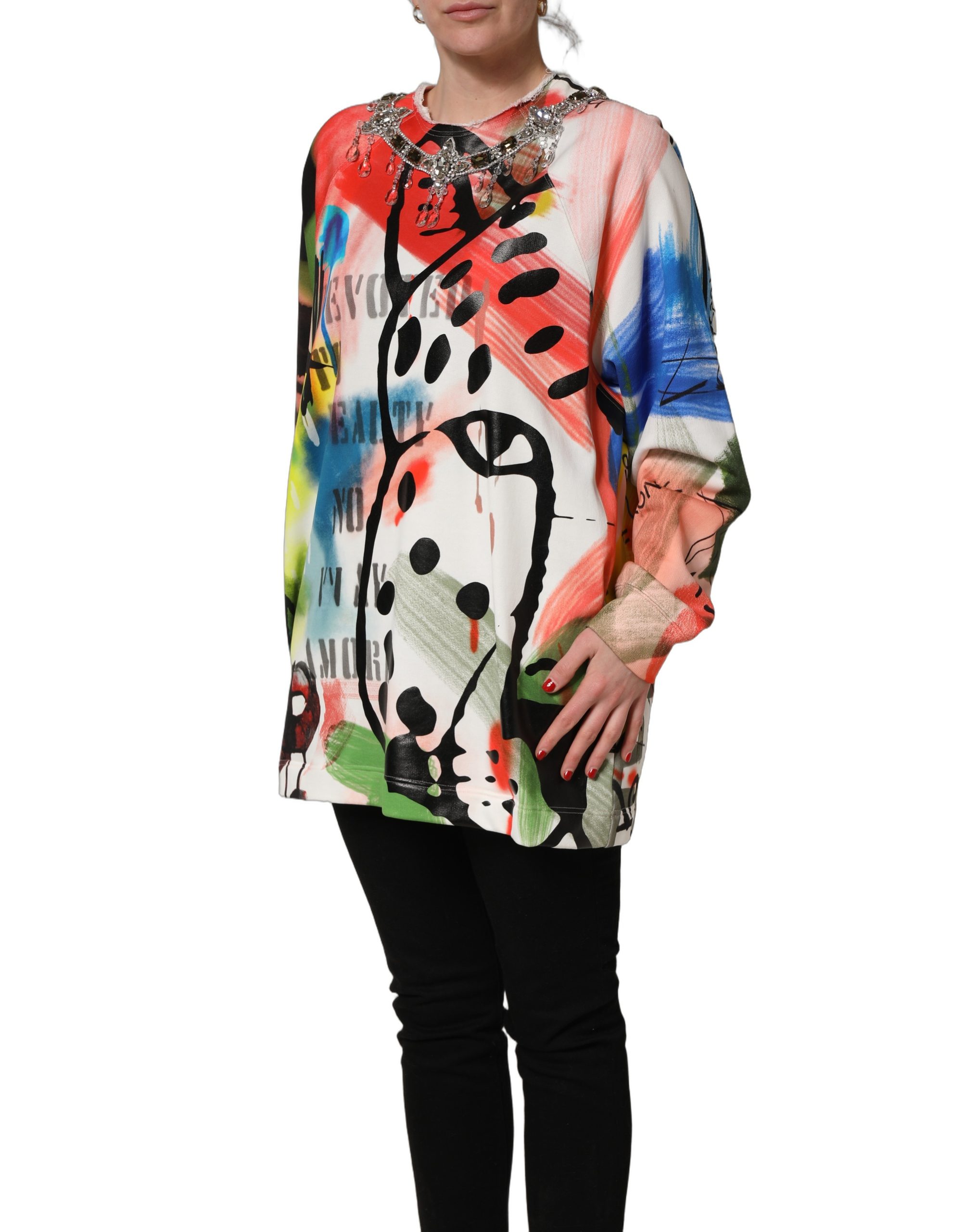 Dolce & Gabbana Multicolor Embellished Graffiti Sweatshirt - Image 3