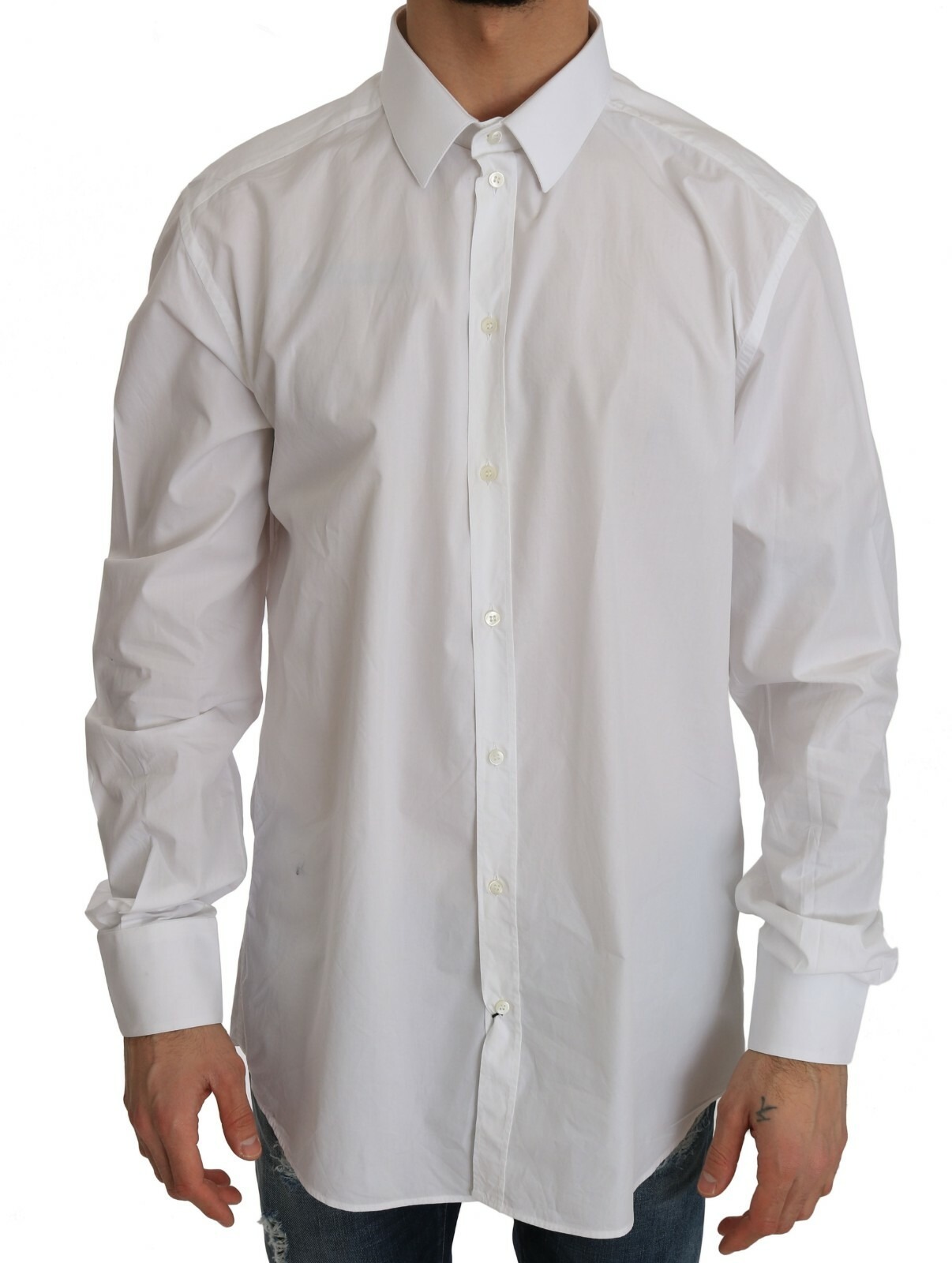 Dolce & Gabbana White 100% Cotton GOLD Slim Dress Shirt - Image 2