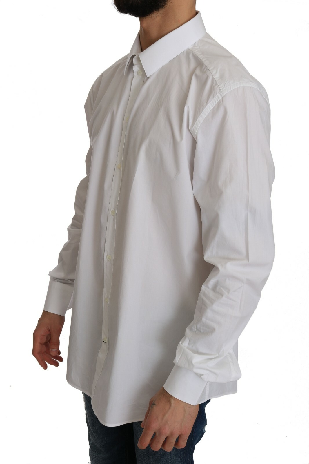 Dolce & Gabbana White 100% Cotton GOLD Slim Dress Shirt - Image 3