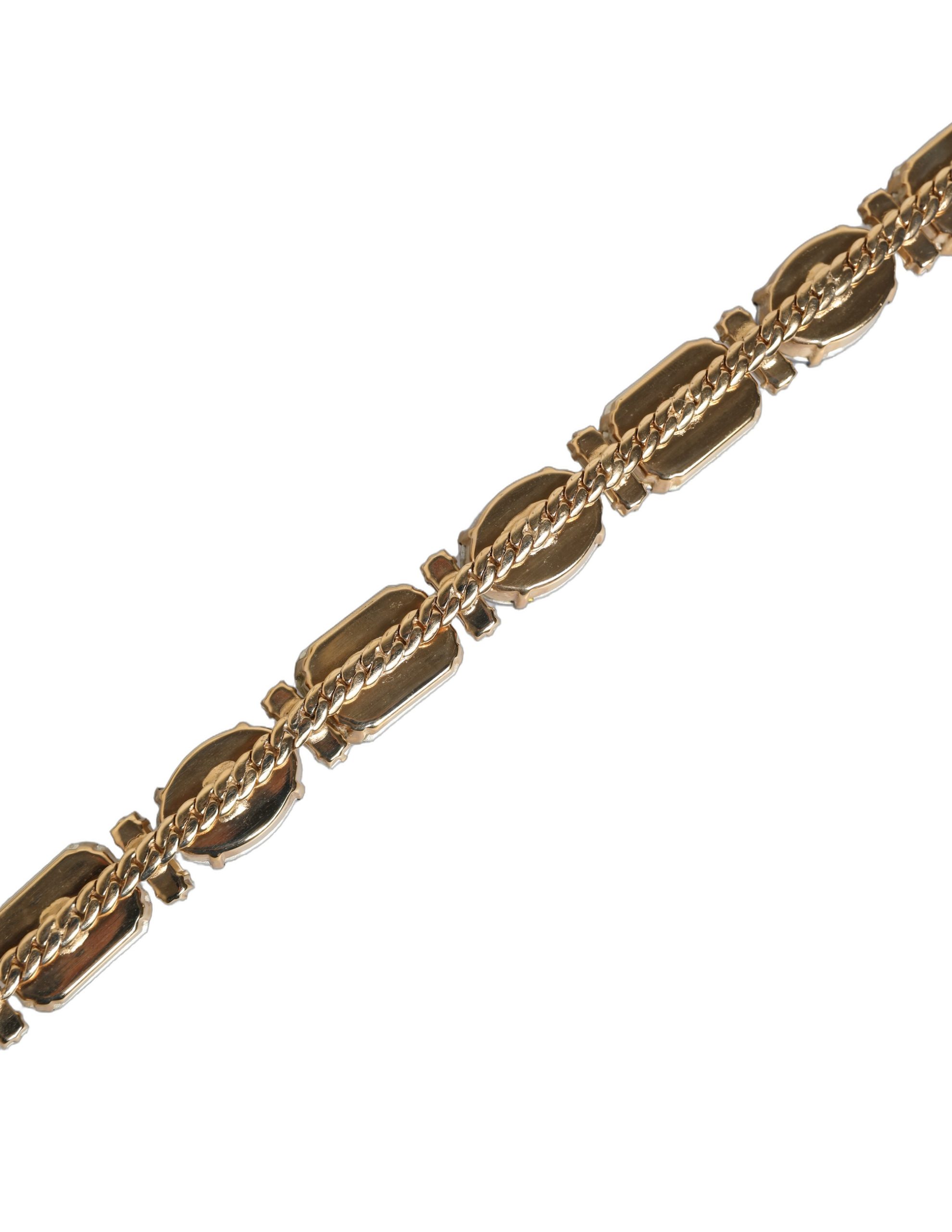 Dolce & Gabbana Blue Leather Crystal Chain Embellished Belt - Image 7