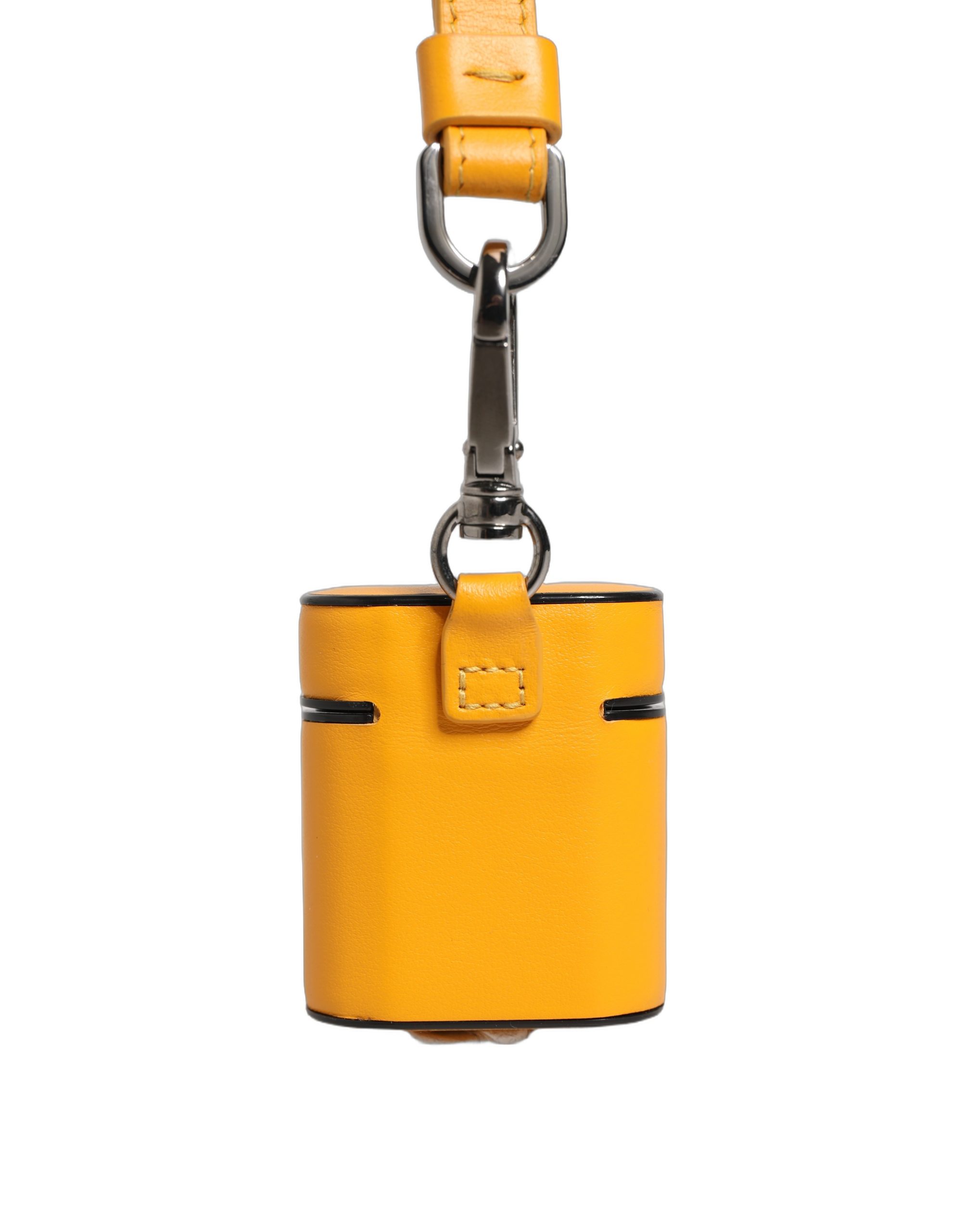 Dolce & Gabbana Case Yellow Calf Leather Logo Flip Holder Strap Airpods - Image 3