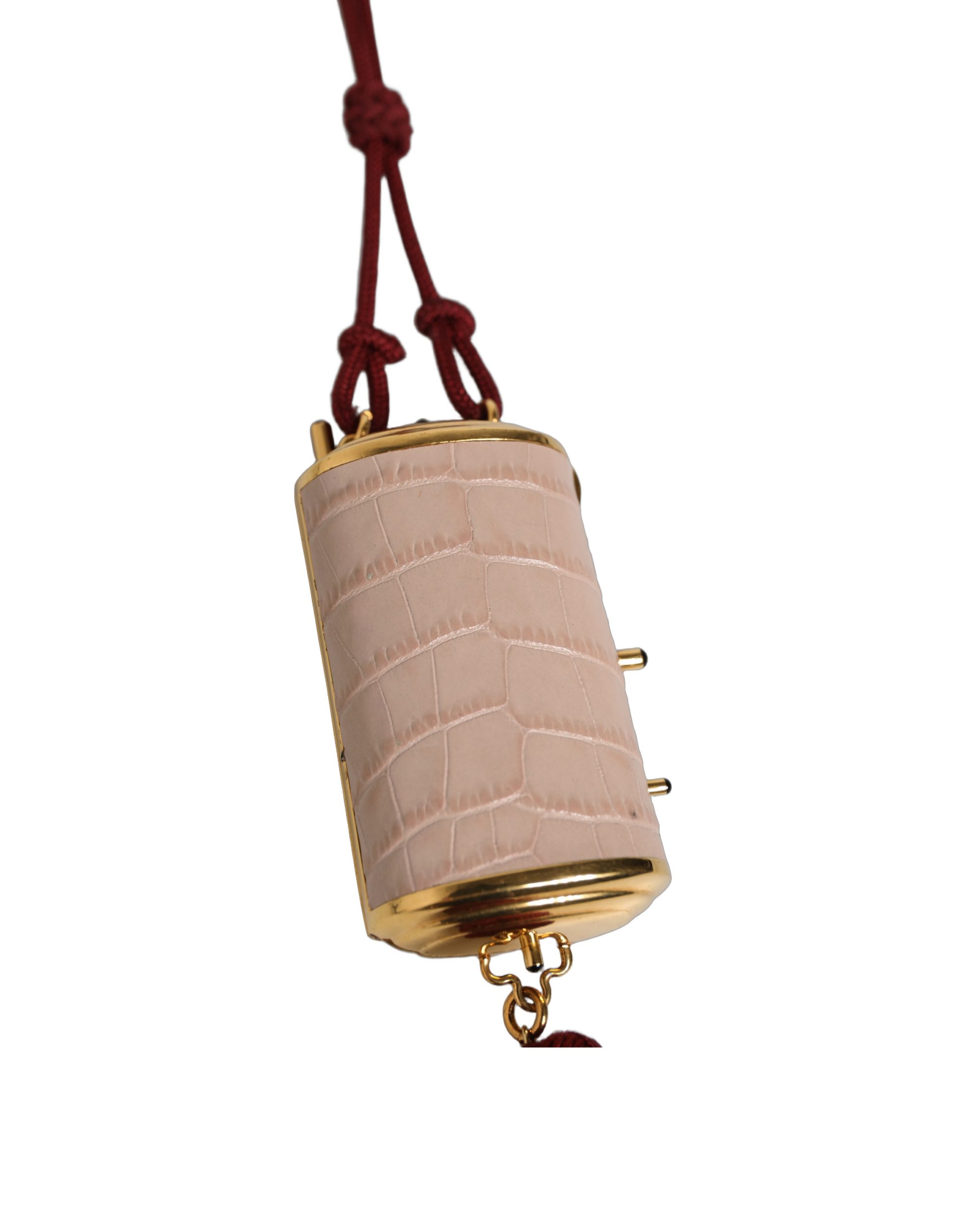 Dolce & Gabbana Pink Exotic Leather Mini Mirror Tassel Makeup Bag - Image 4