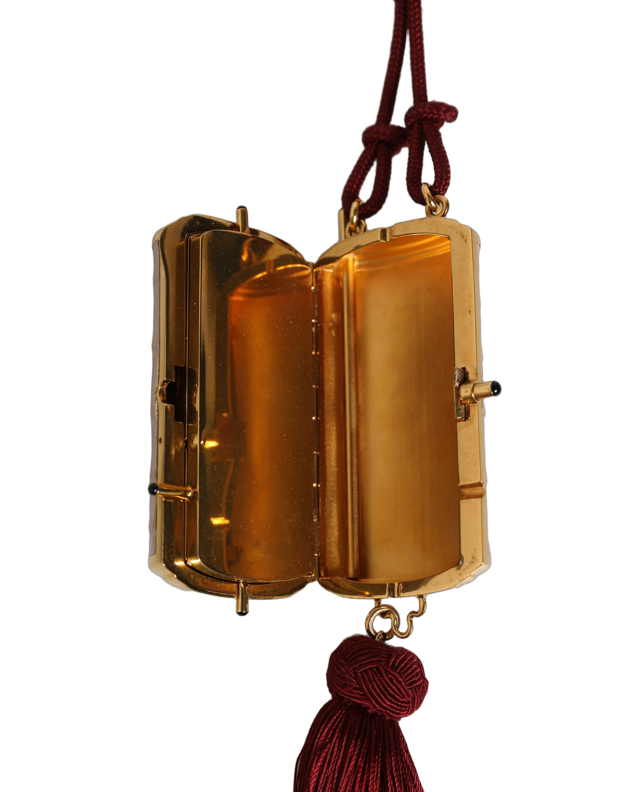 Dolce & Gabbana Pink Exotic Leather Mini Mirror Tassel Makeup Bag - Image 7